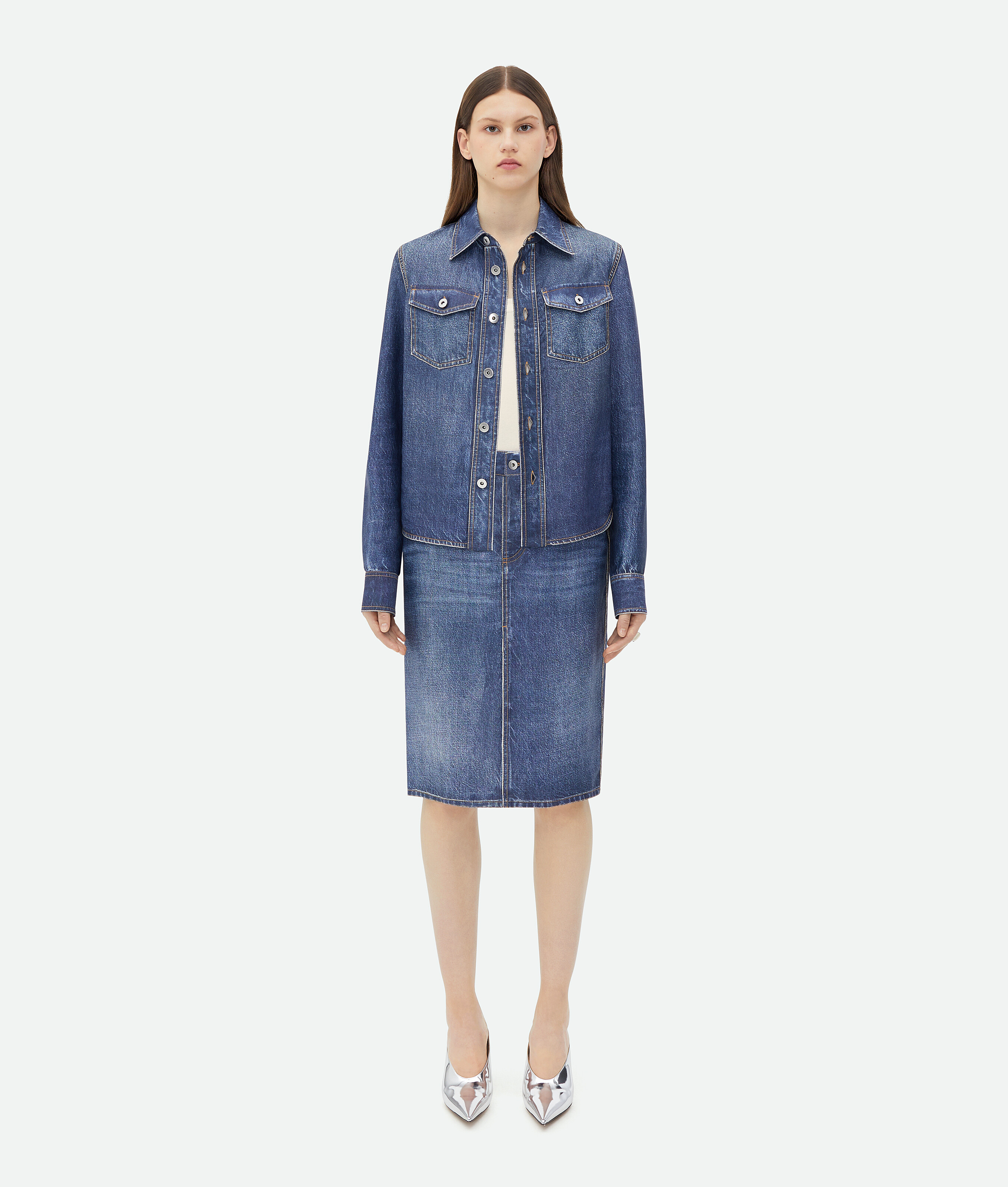 bottega veneta denim dress Bottega Veneta Denim dress with adaptable belt detail