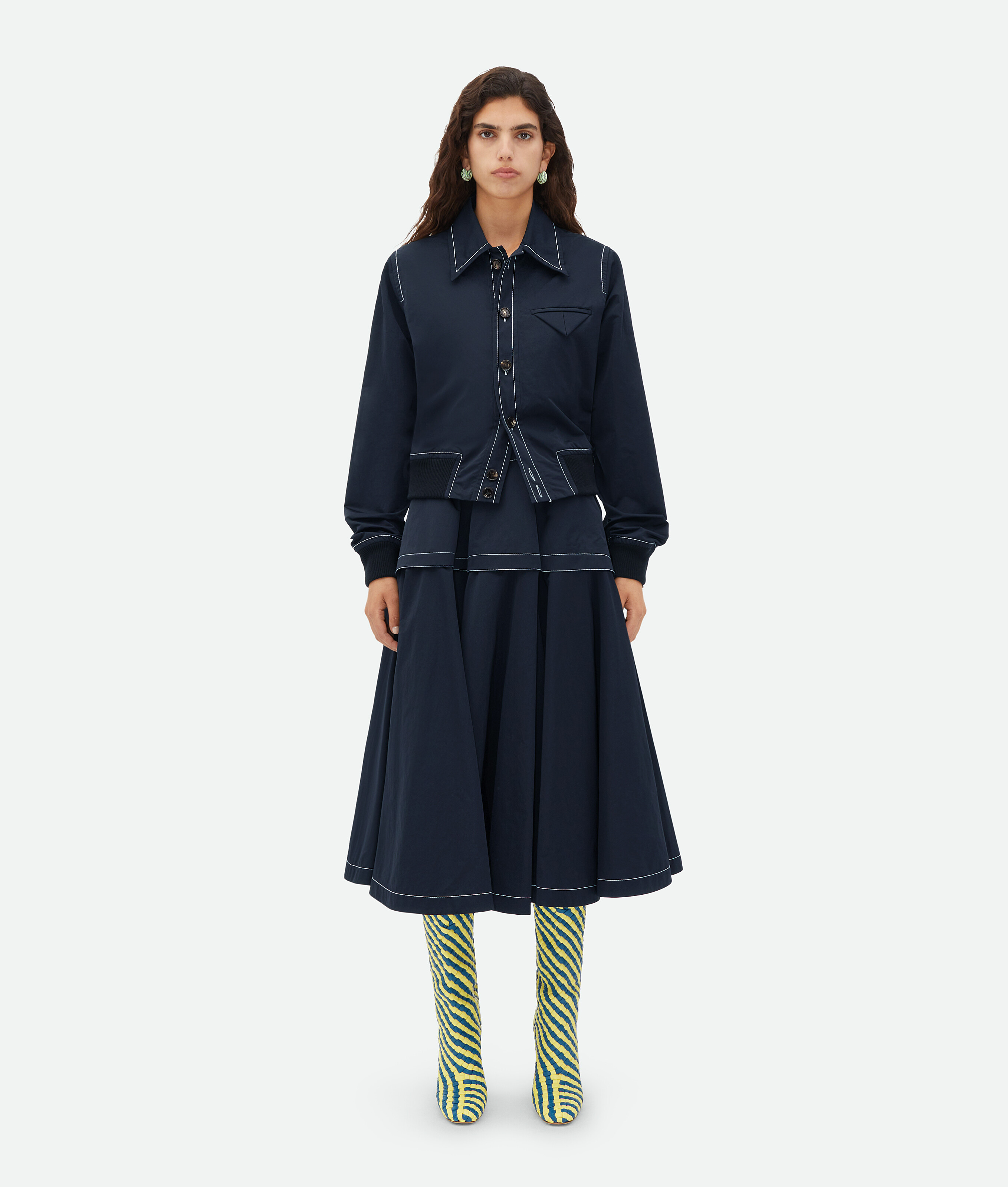 Bottega Veneta Tech Nylon Skirt In Blue