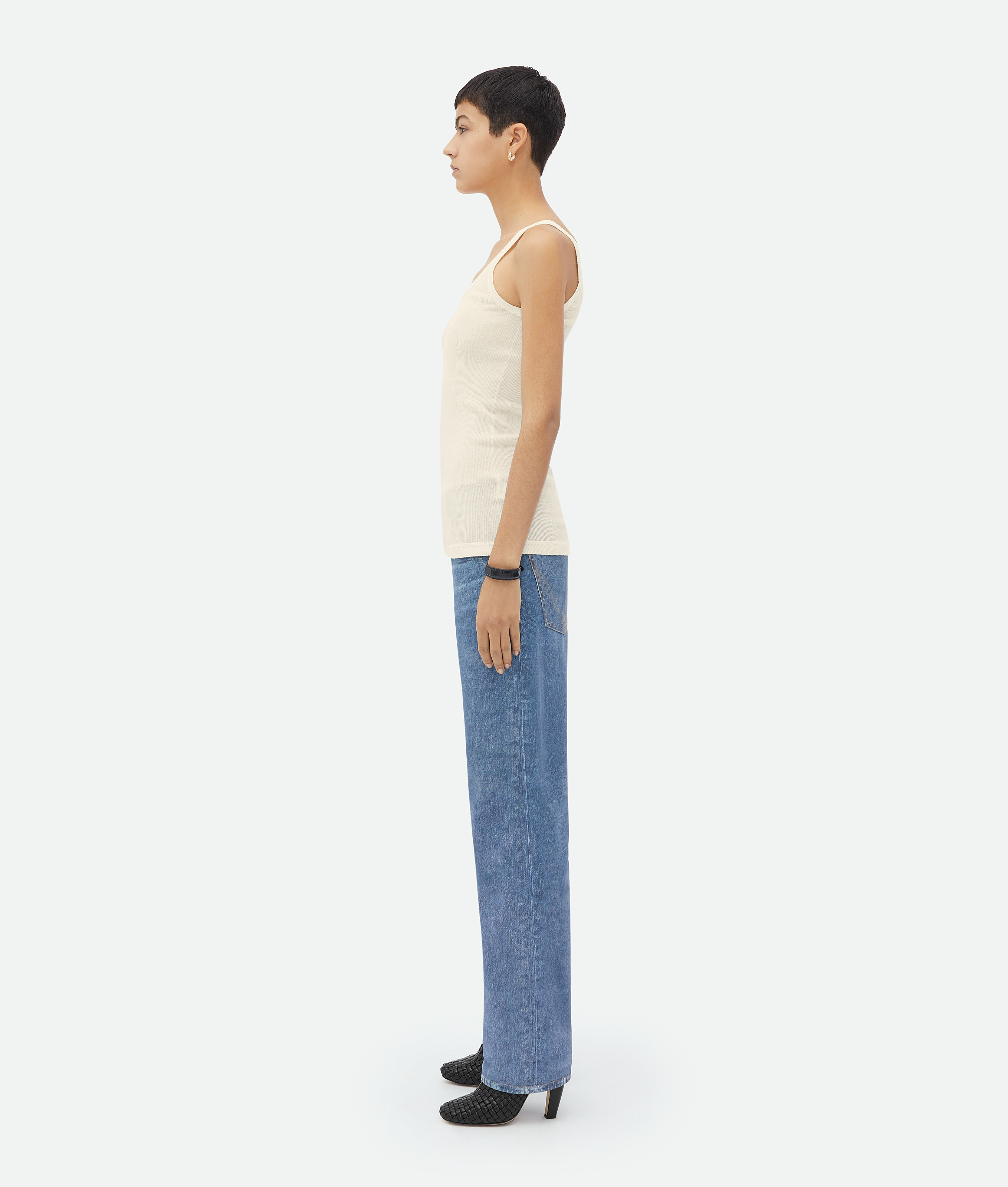 Bottega Veneta Slim Fit Light Cotton Tank Top In White