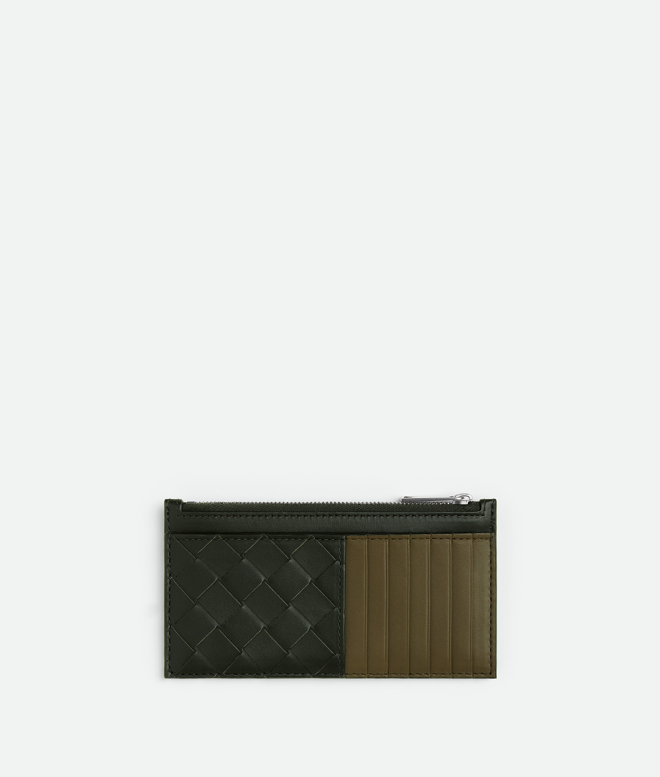 Shop Bottega Veneta Intrecciato Long Zipped Card Case In Green