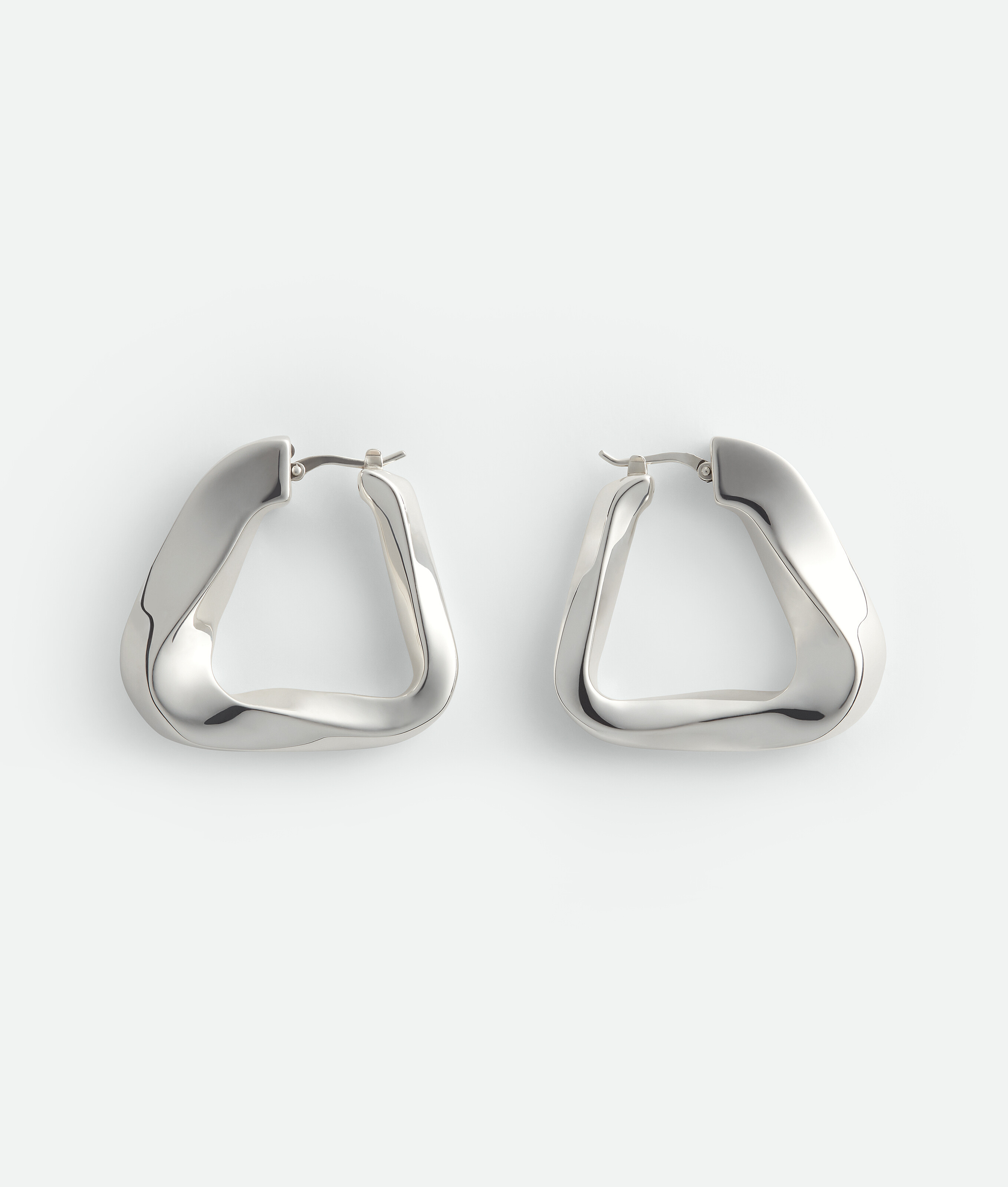 Bottega Veneta Large Twist Triangle Hoop Earrings In Silver