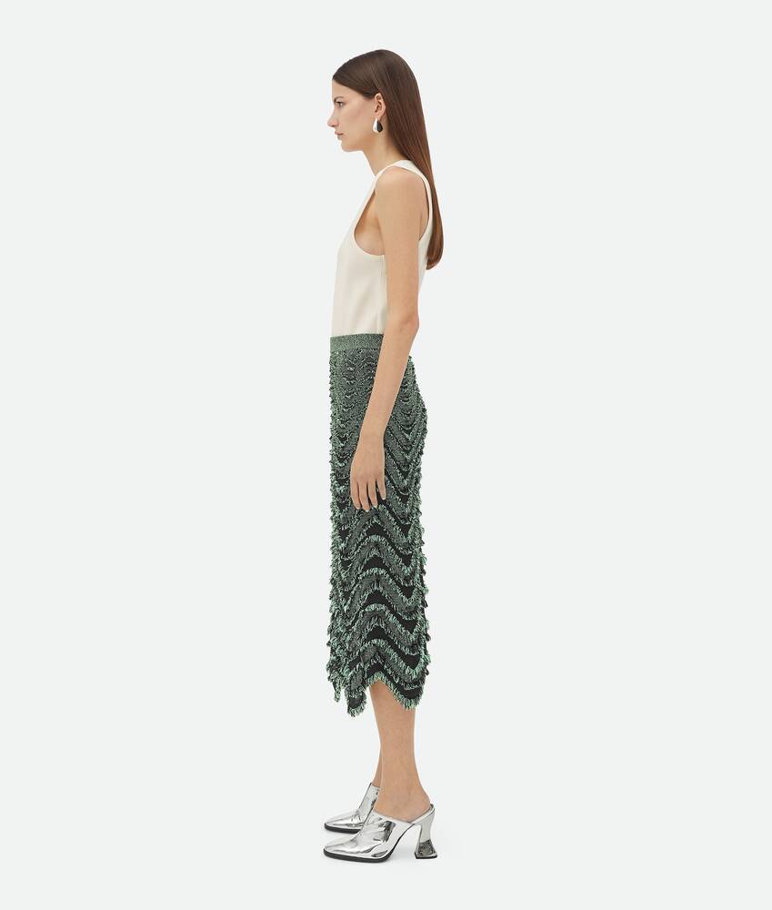 Display a large version of the product image 2 - Textured Viscose Skirt With Weaved Fringes