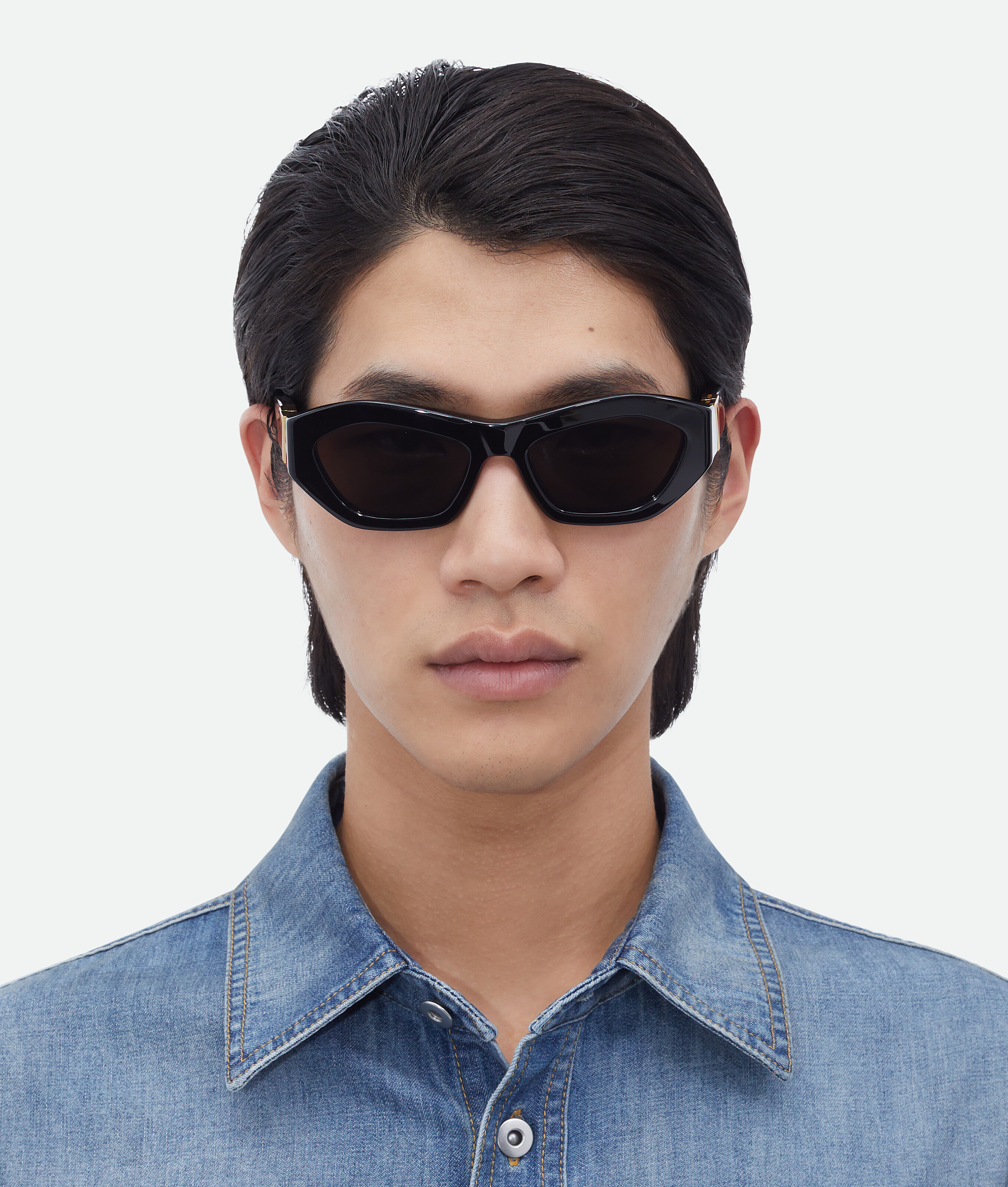 Shop Bottega Veneta Angle Hexagonal Sunglasses In Black