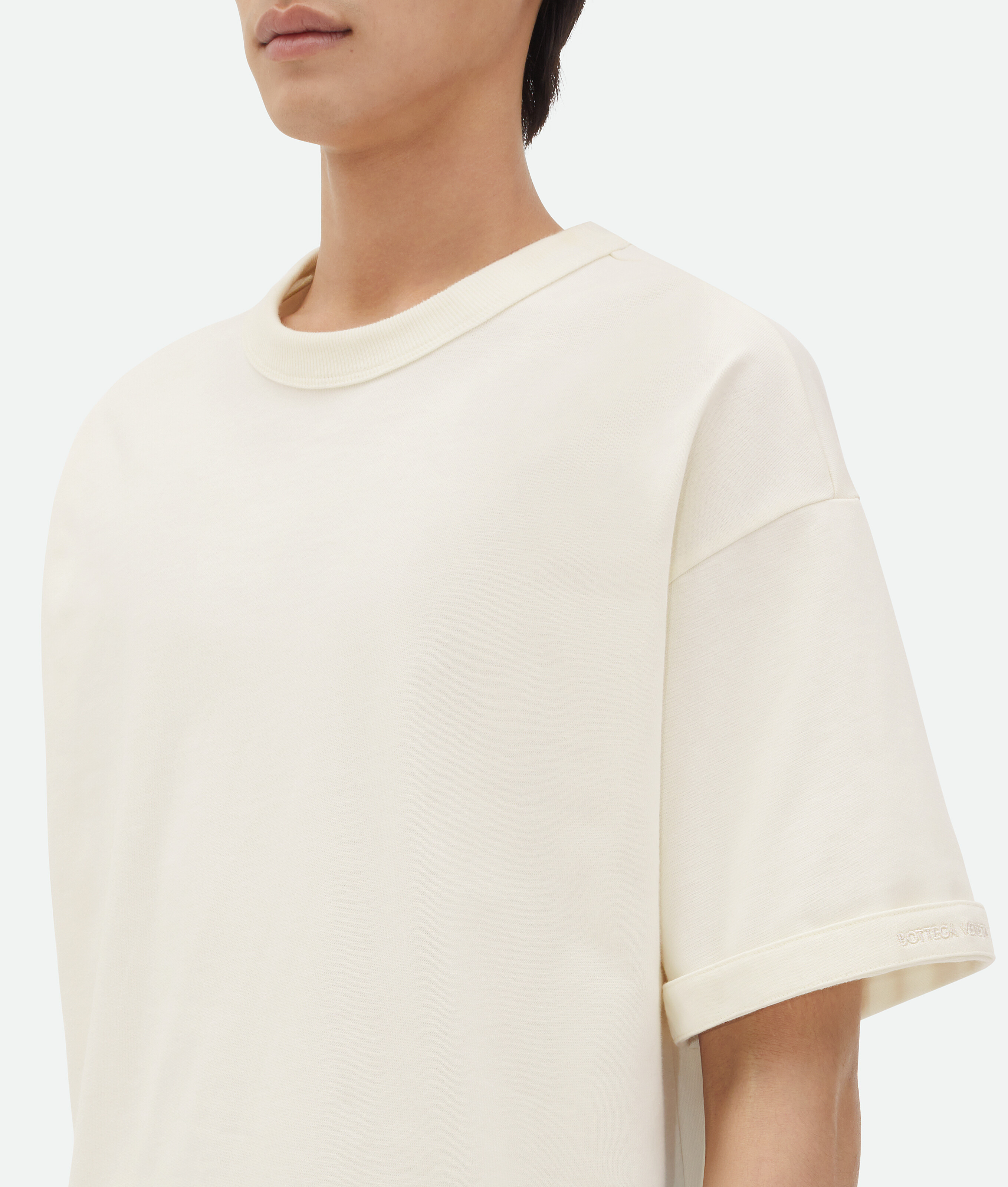 Shop Bottega Veneta Cotton Jersey T-shirt With Label In White