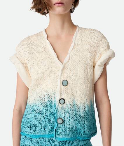 Cardigan surteint en laine et soie