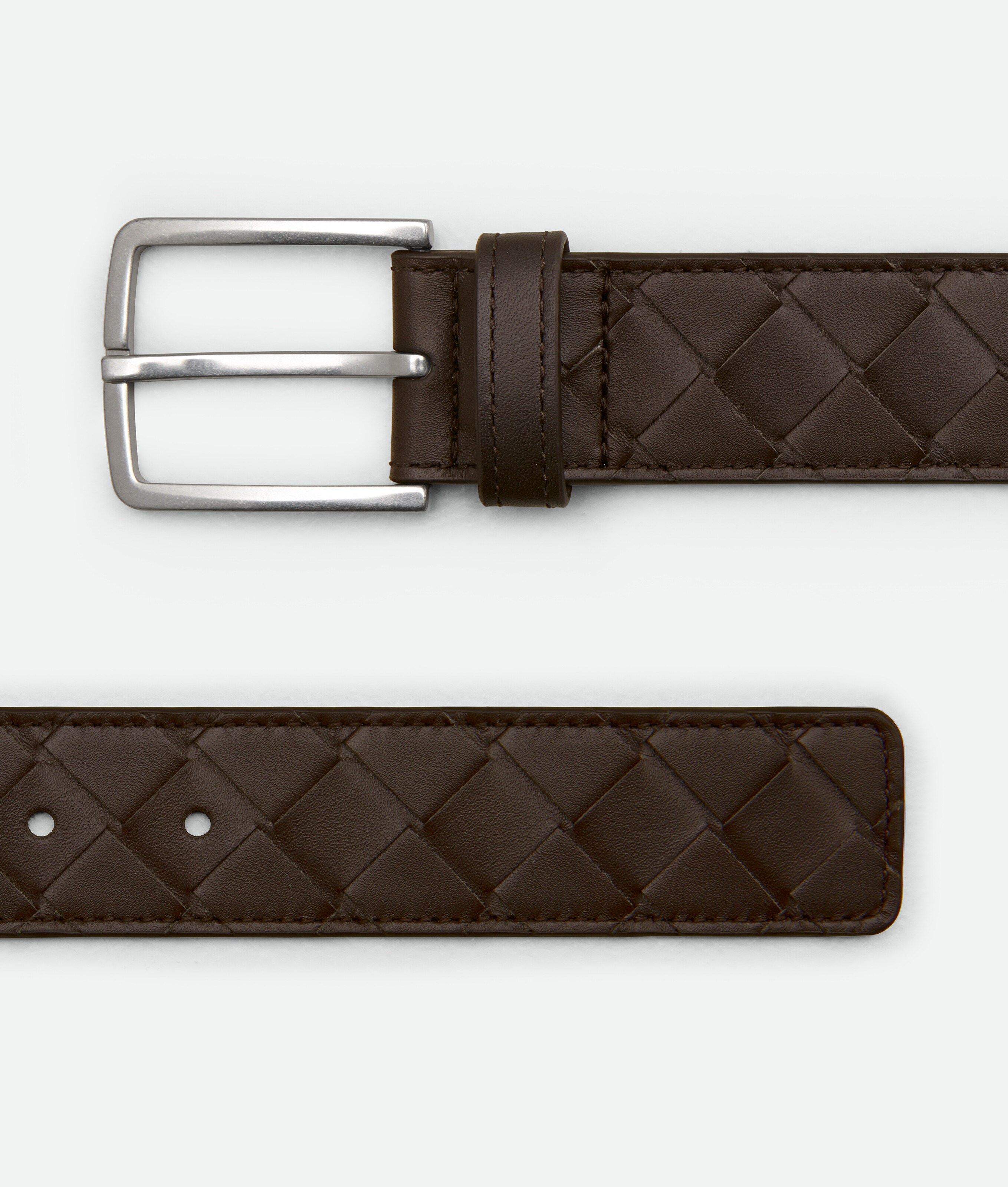 Bottega Veneta Intreccio Belt In Brown