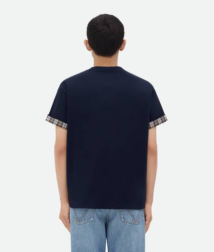 Double Layer Checked Cotton T-Shirt