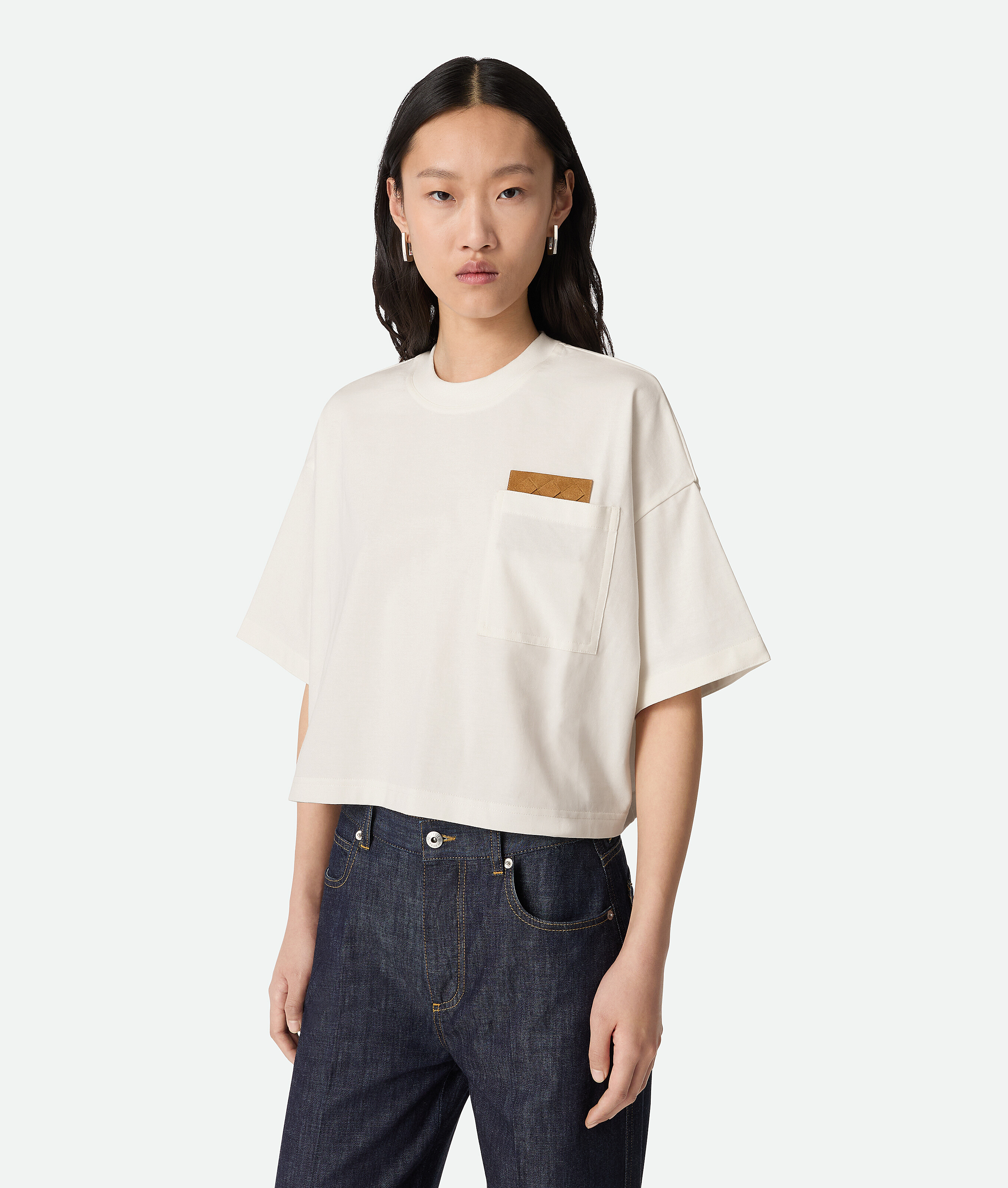 Bottega Veneta Cotton Jersey Cropped T-shirt - White - Woman - S - Cotton