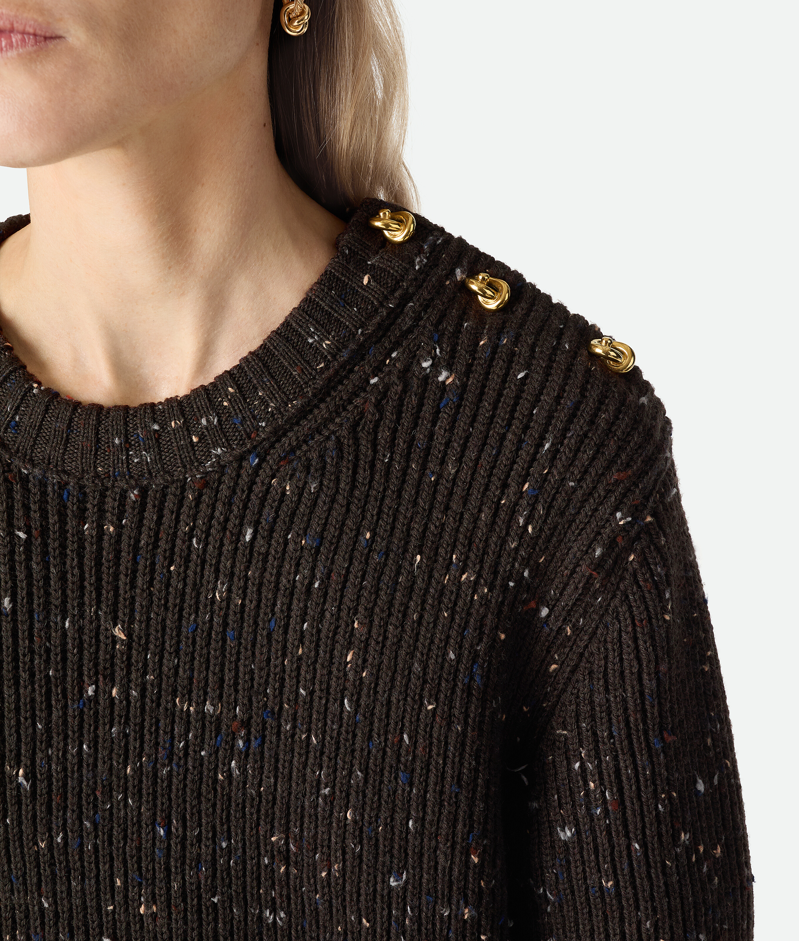 Bottega Veneta Wool English Rib Dress In Brown