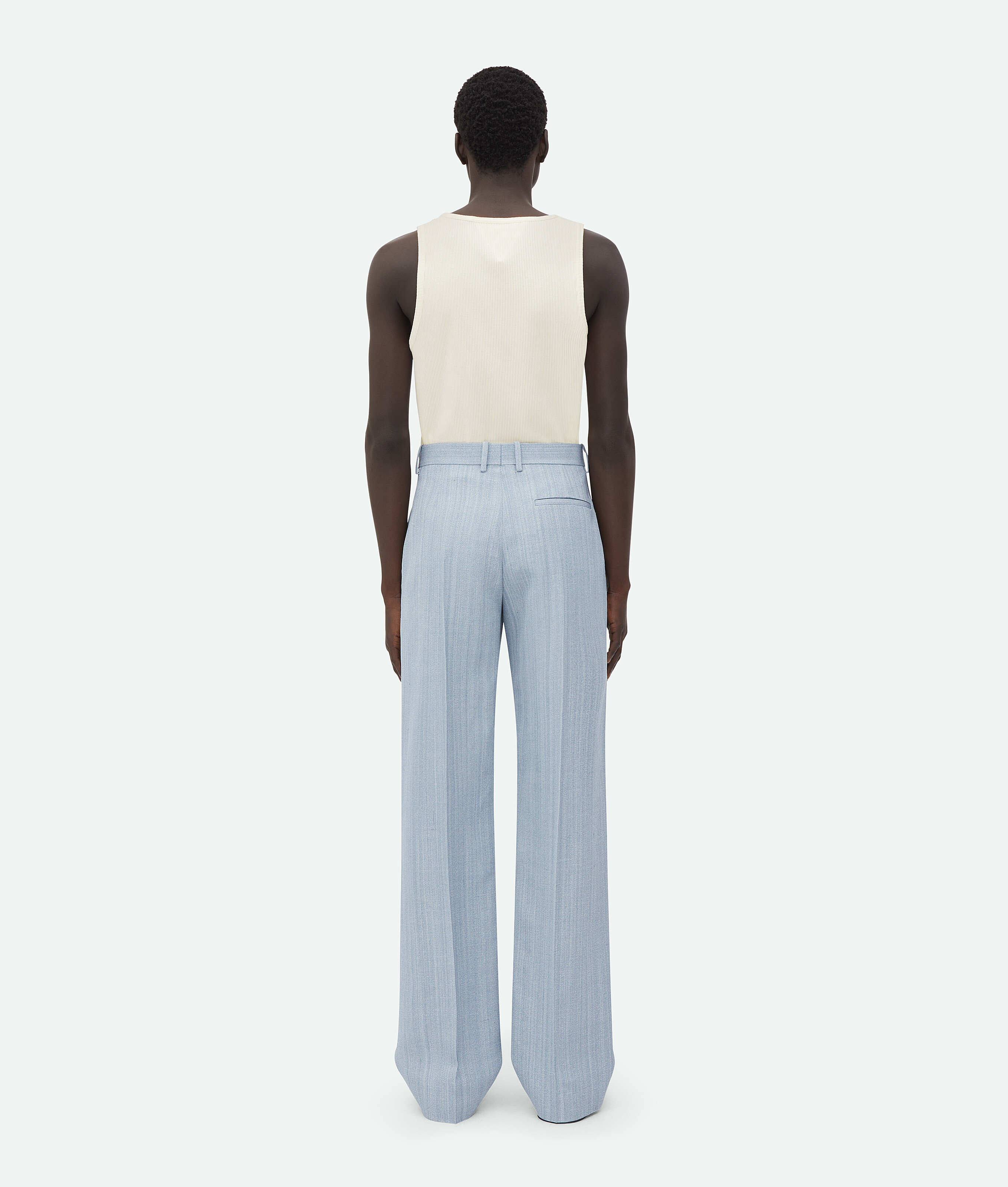 Shop Bottega Veneta Viscose Silk Trousers With Embroidered Detail In Blue