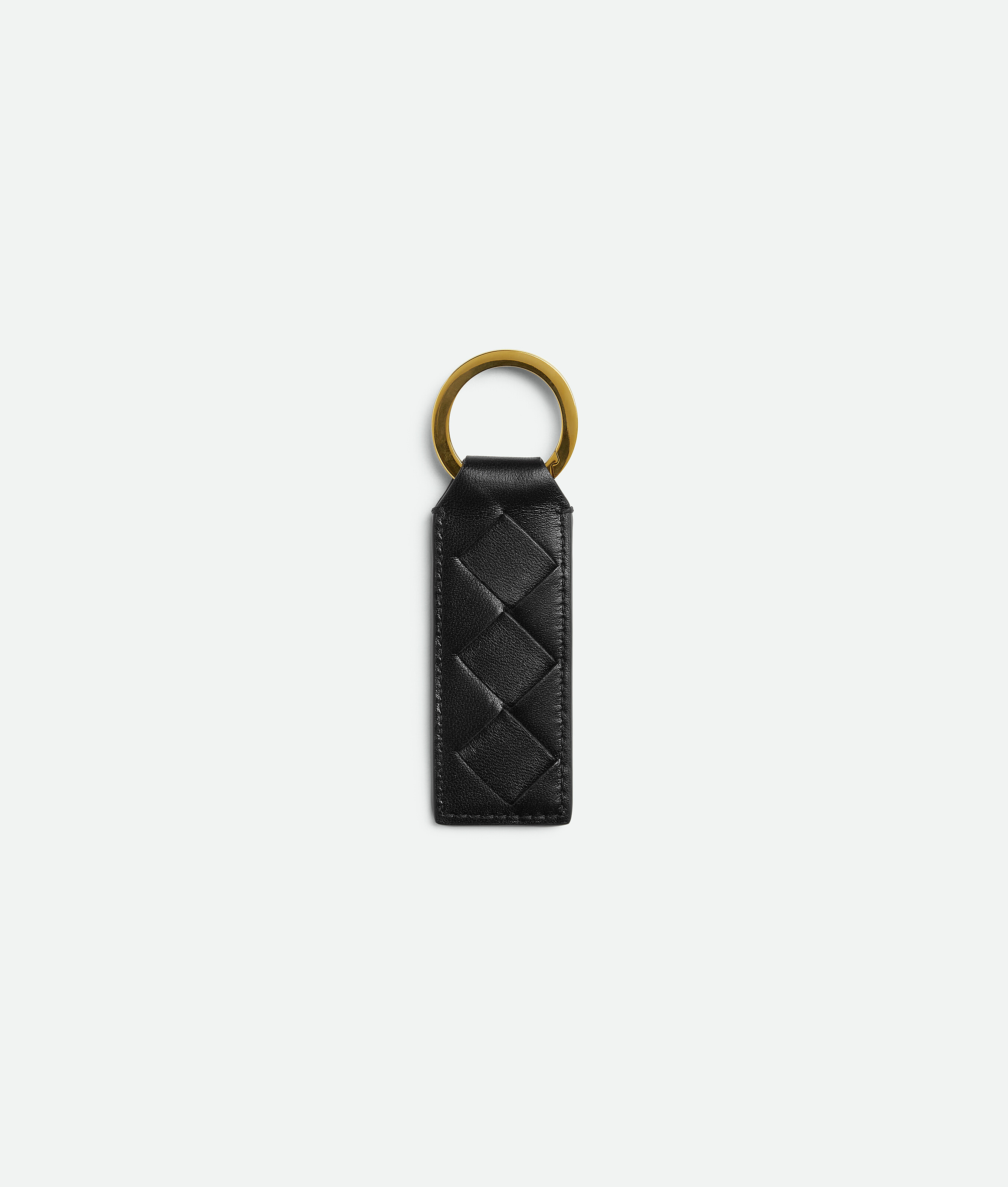 Shop Bottega Veneta Tab Key Ring In Black