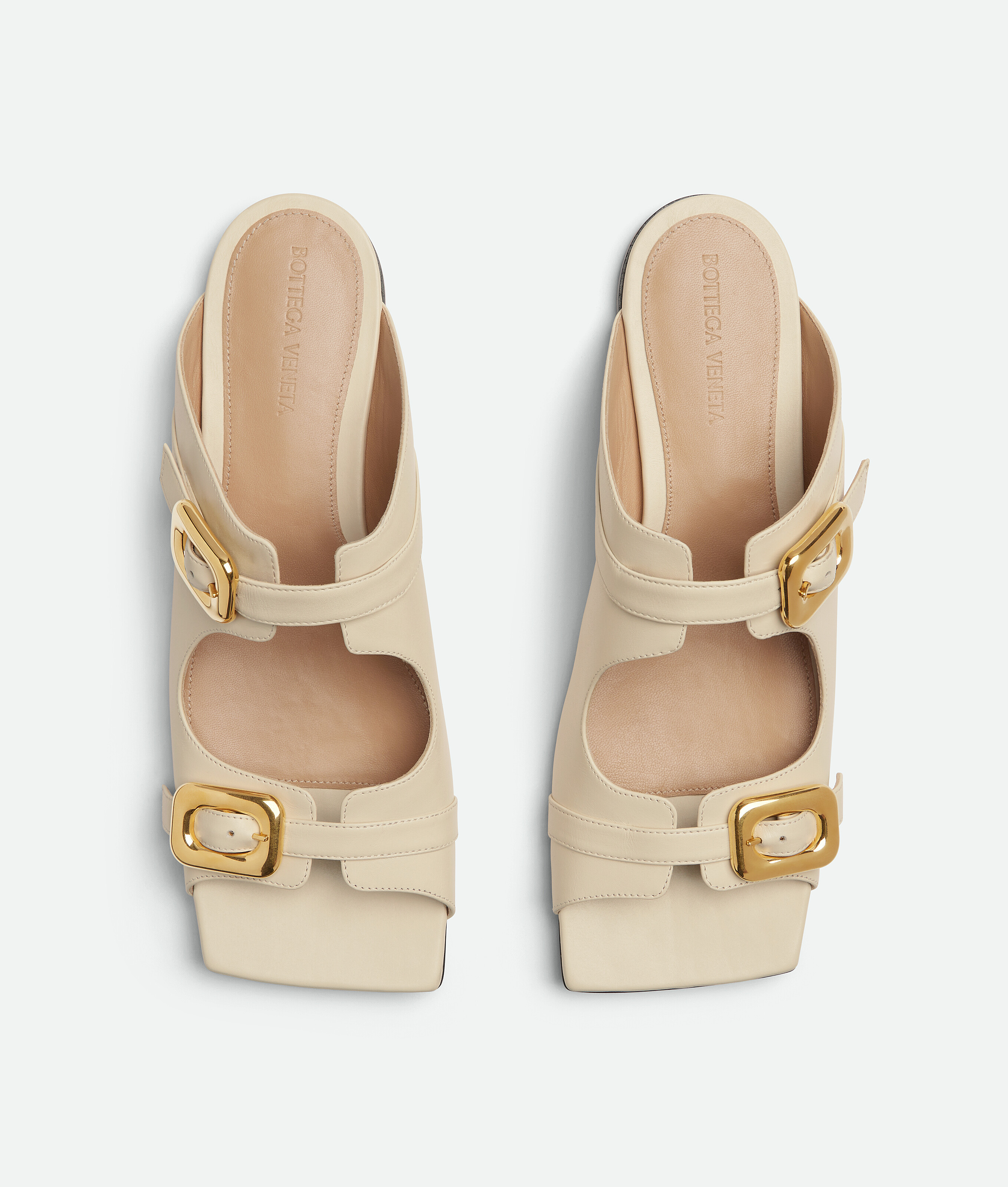 Bottega Veneta Stretch Buckle Flat Mule In White