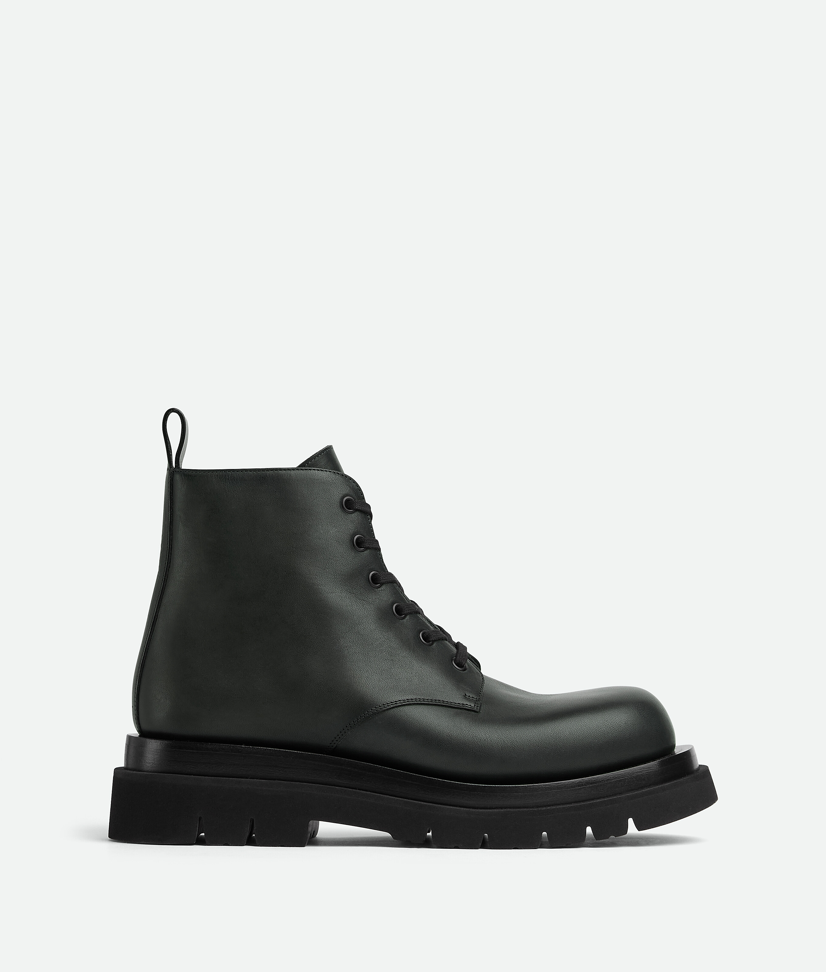 Bottega Veneta Lug Lace-up Ankle Boot Military Calf In Black