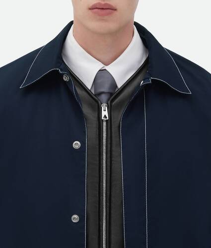 Tech Nylon Blouson With Leather Integrated Gilet