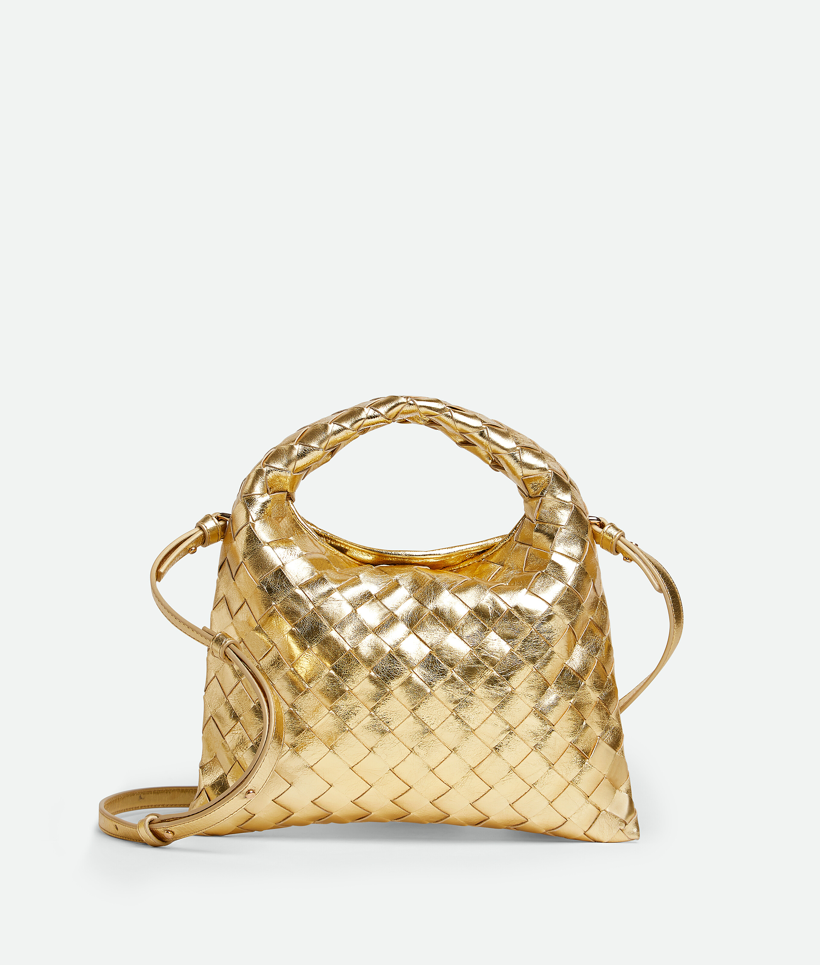 Bottega Veneta Mini Hop Handbag In 8922 Gold/muse Brass