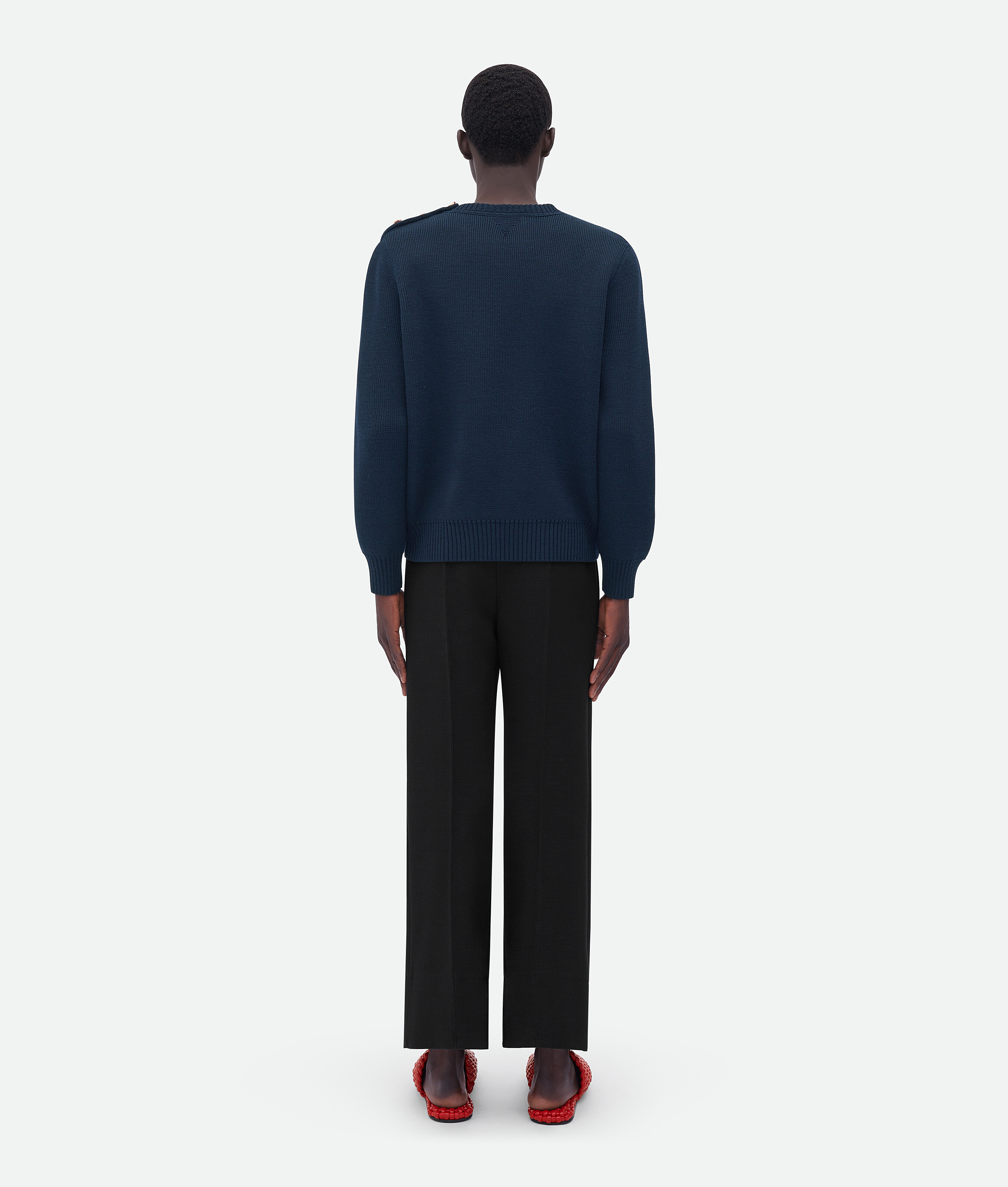 Bottega Veneta Bottega Veneta Wool Jumper With Metal Knot Buttons In Blue