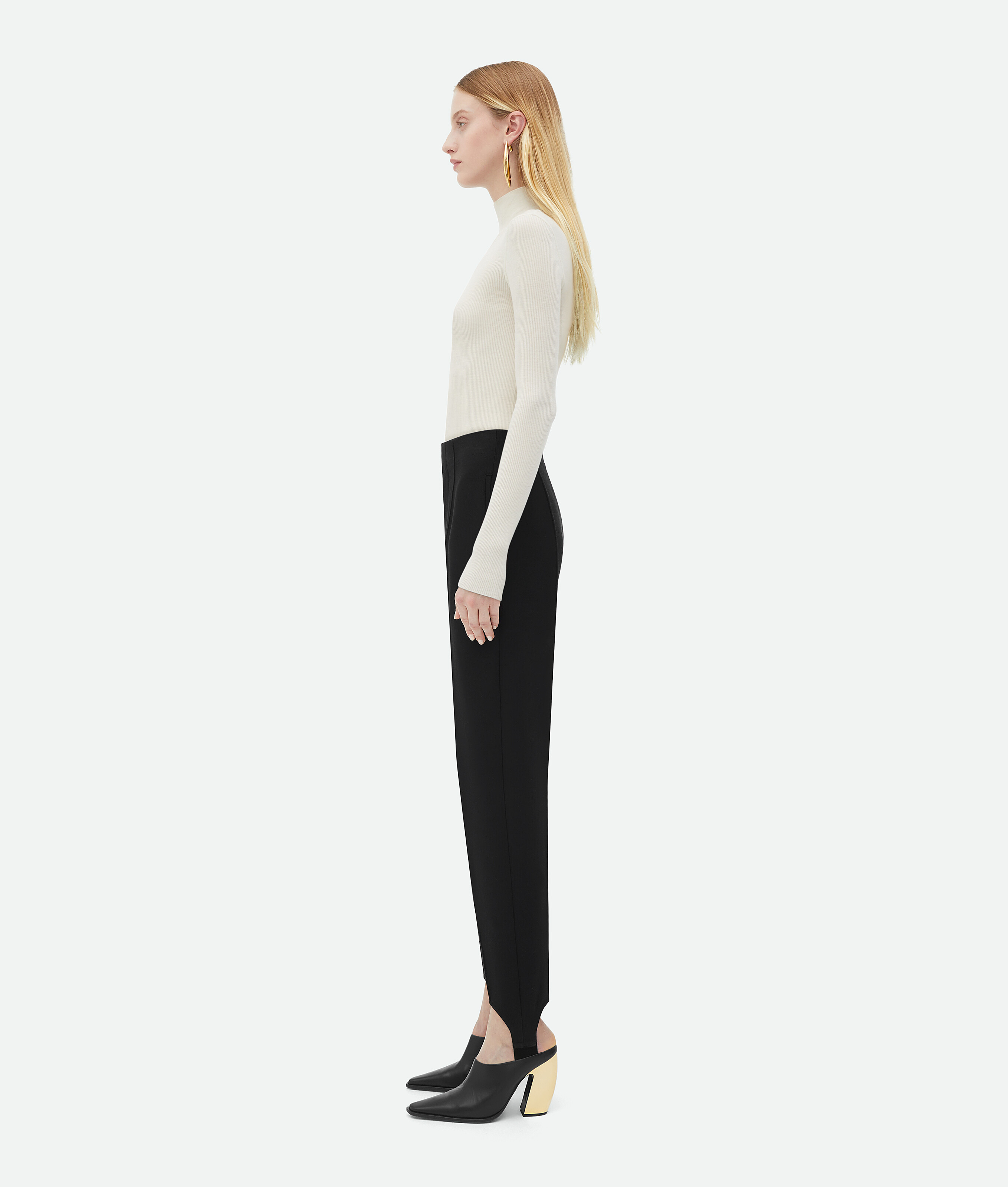 Shop Bottega Veneta Structured Cotton Stirrup Trousers In Black