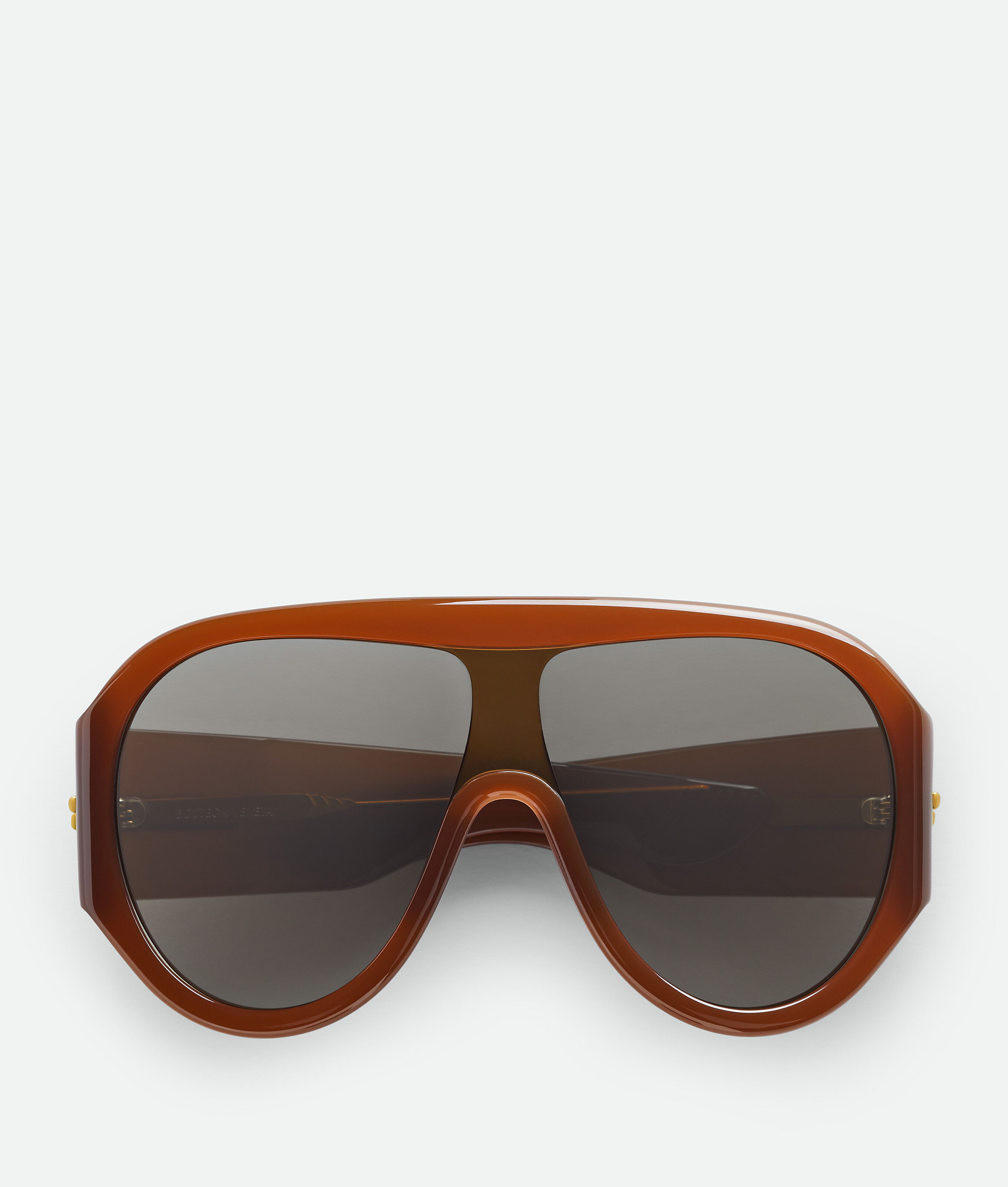 Shop Bottega Veneta Scudo Shield Sunglasses In Brown/grey