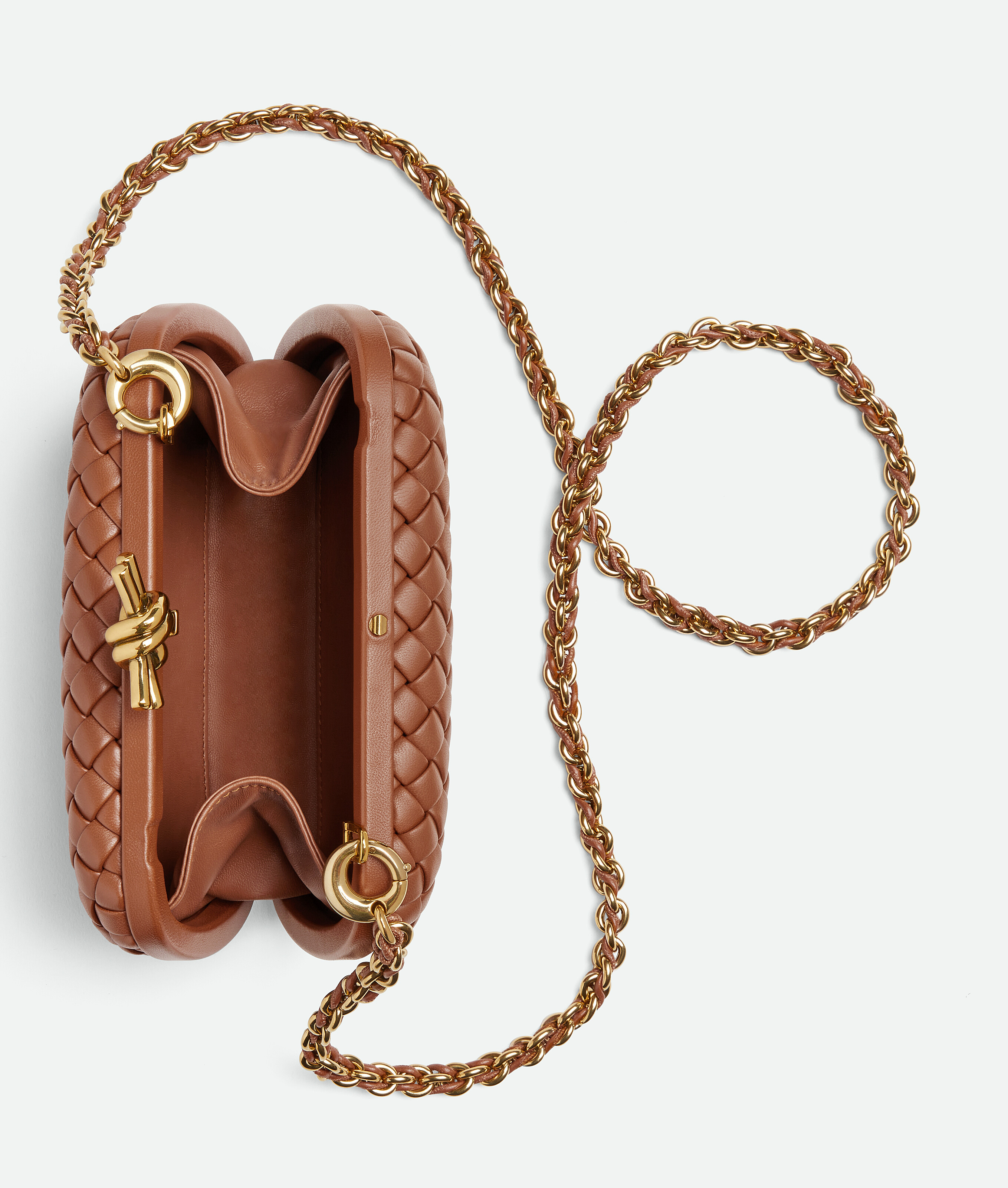 Shop Bottega Veneta Knot With Chain In Brown