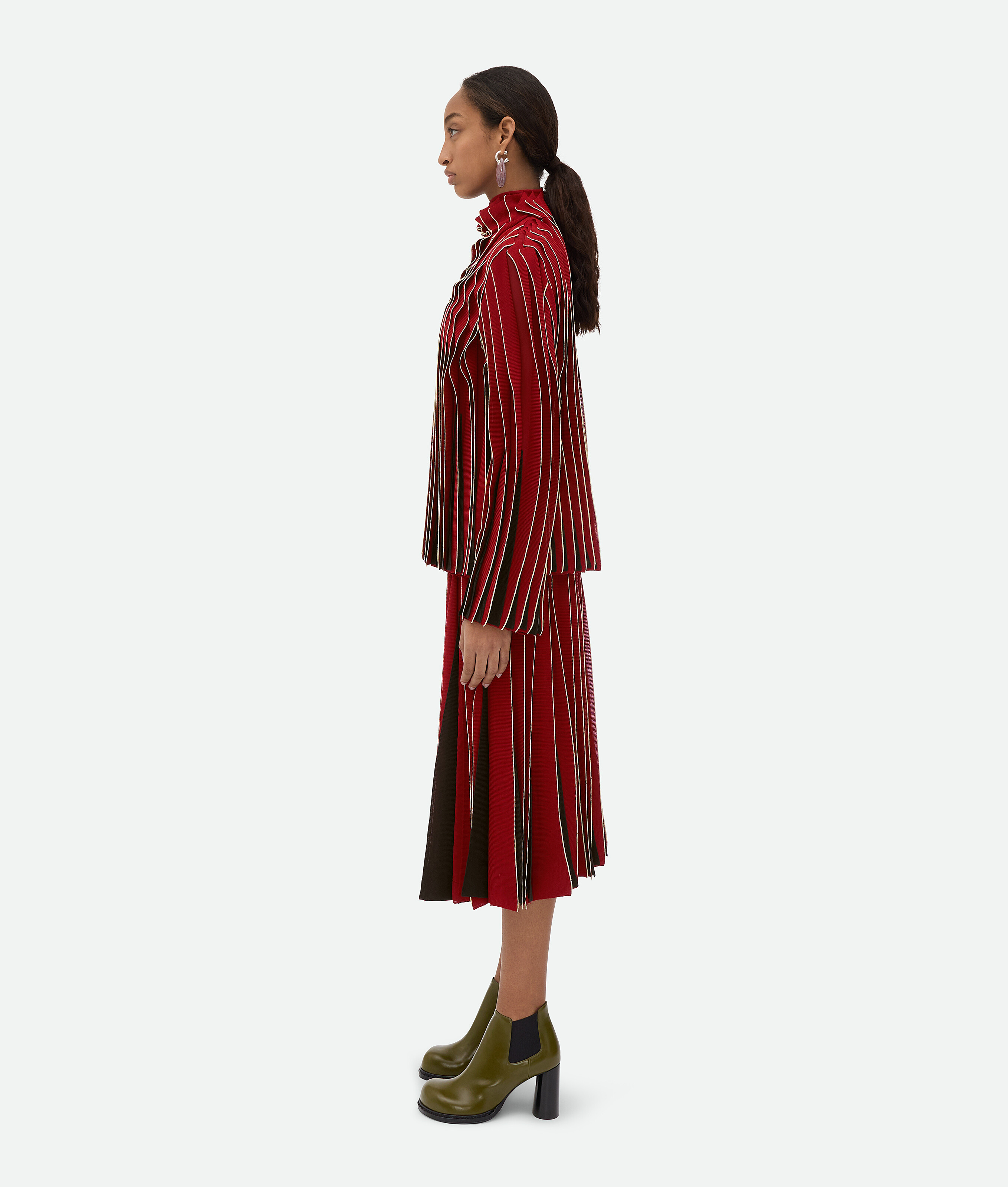 Bottega Veneta Viscose Frill Top In Rosewood/fondant