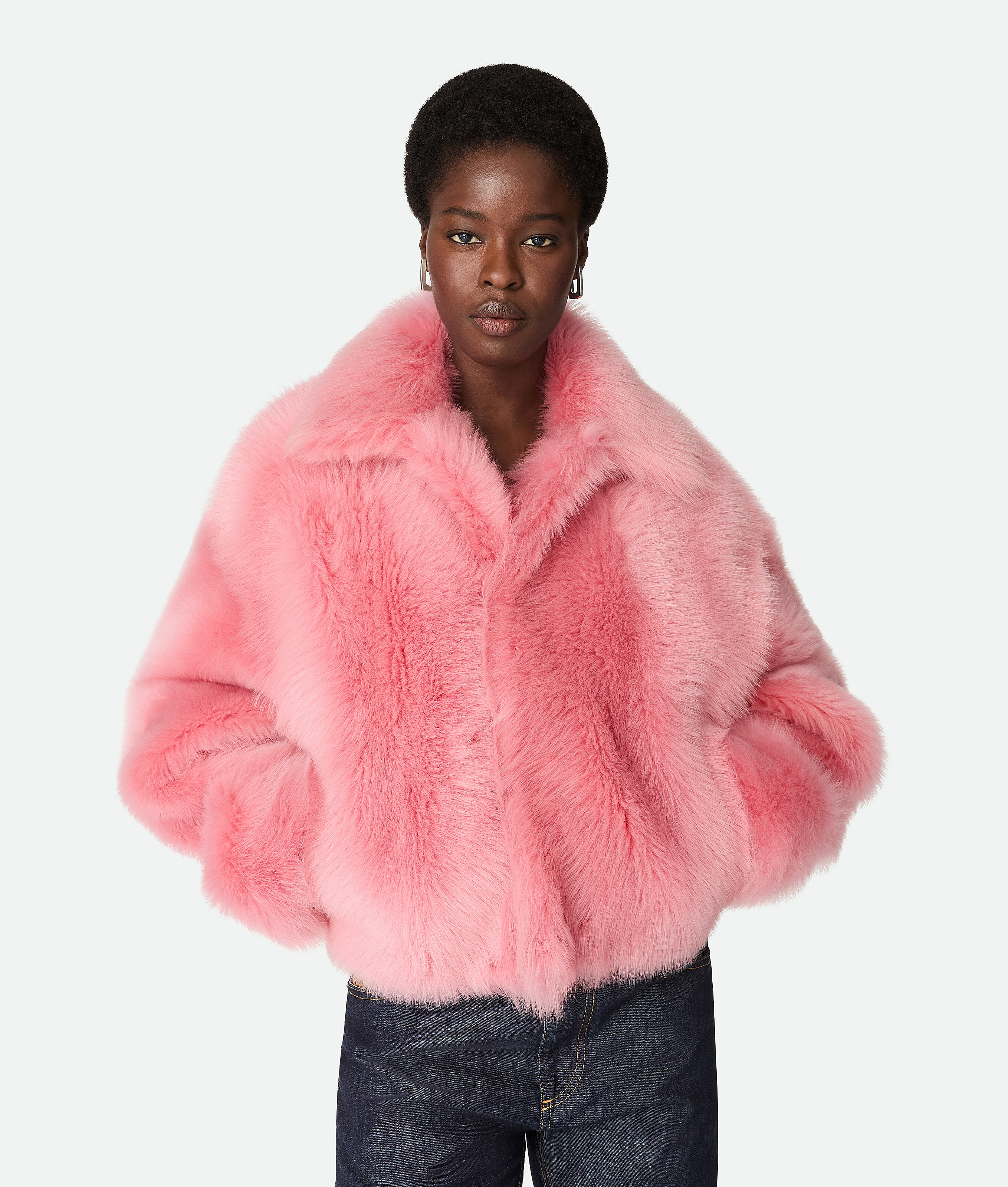 Bottega Veneta Toscana Shearling Cropped Blouson - Pink - Woman - 36 - Lambskin