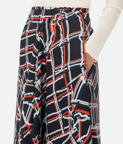 Distorted Check Printed Silk Wrapped Skirt