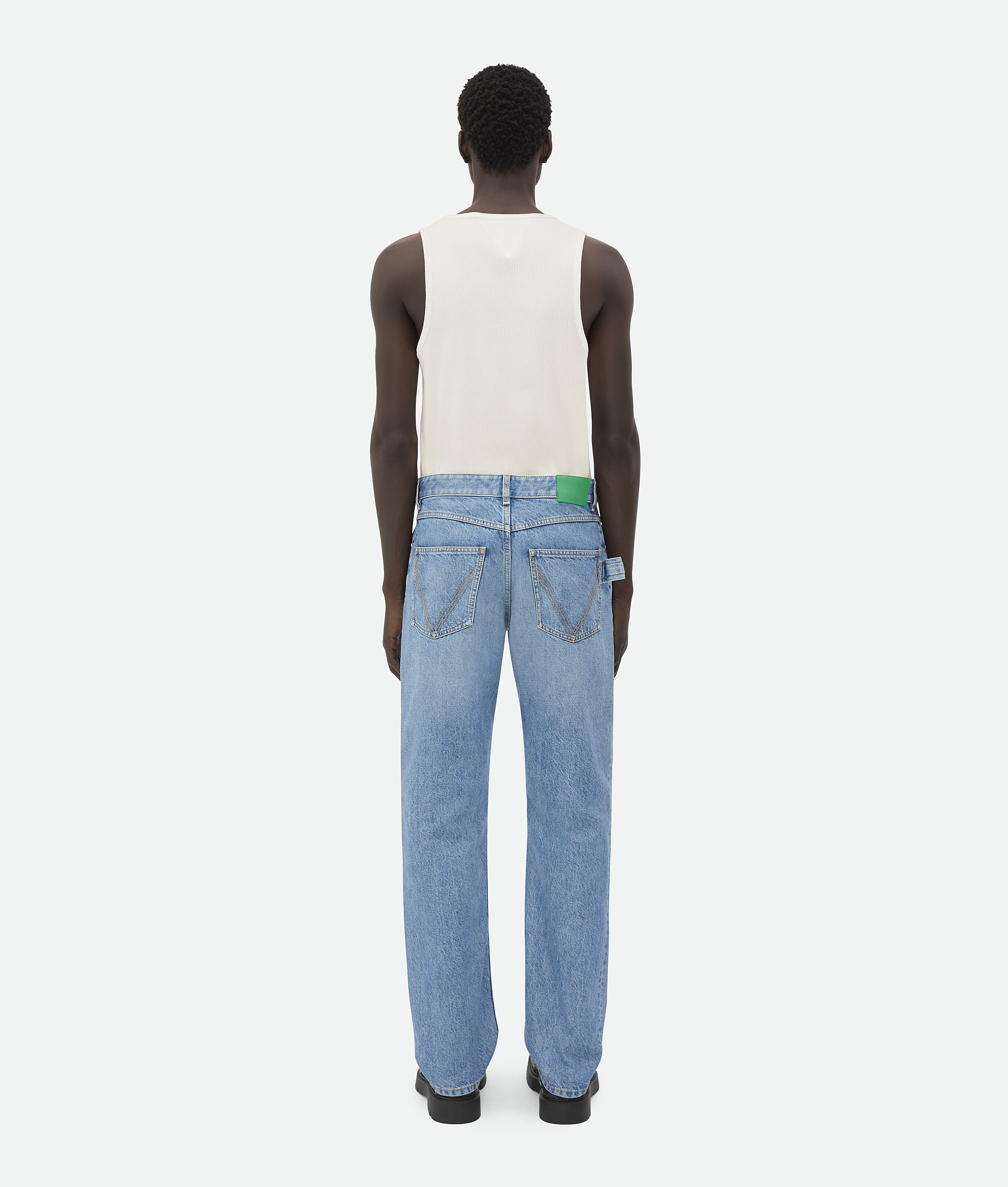 Bottega Veneta Straight Denim Pants With Contrast Stitching In Blue