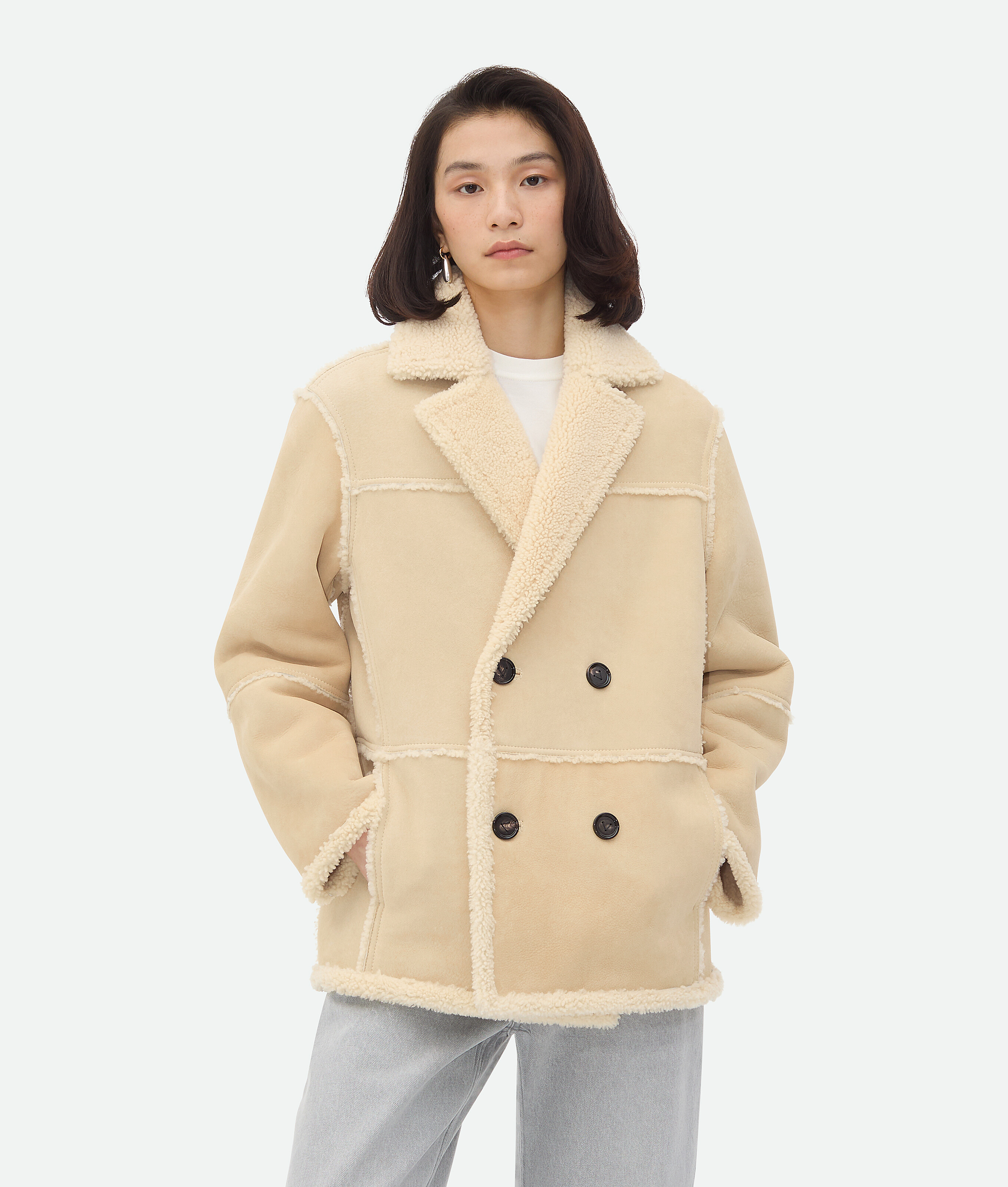 Bottega Veneta Blouson En Shearling Mérinos - Beige - Femme - 34 - Cuir D’Agneau