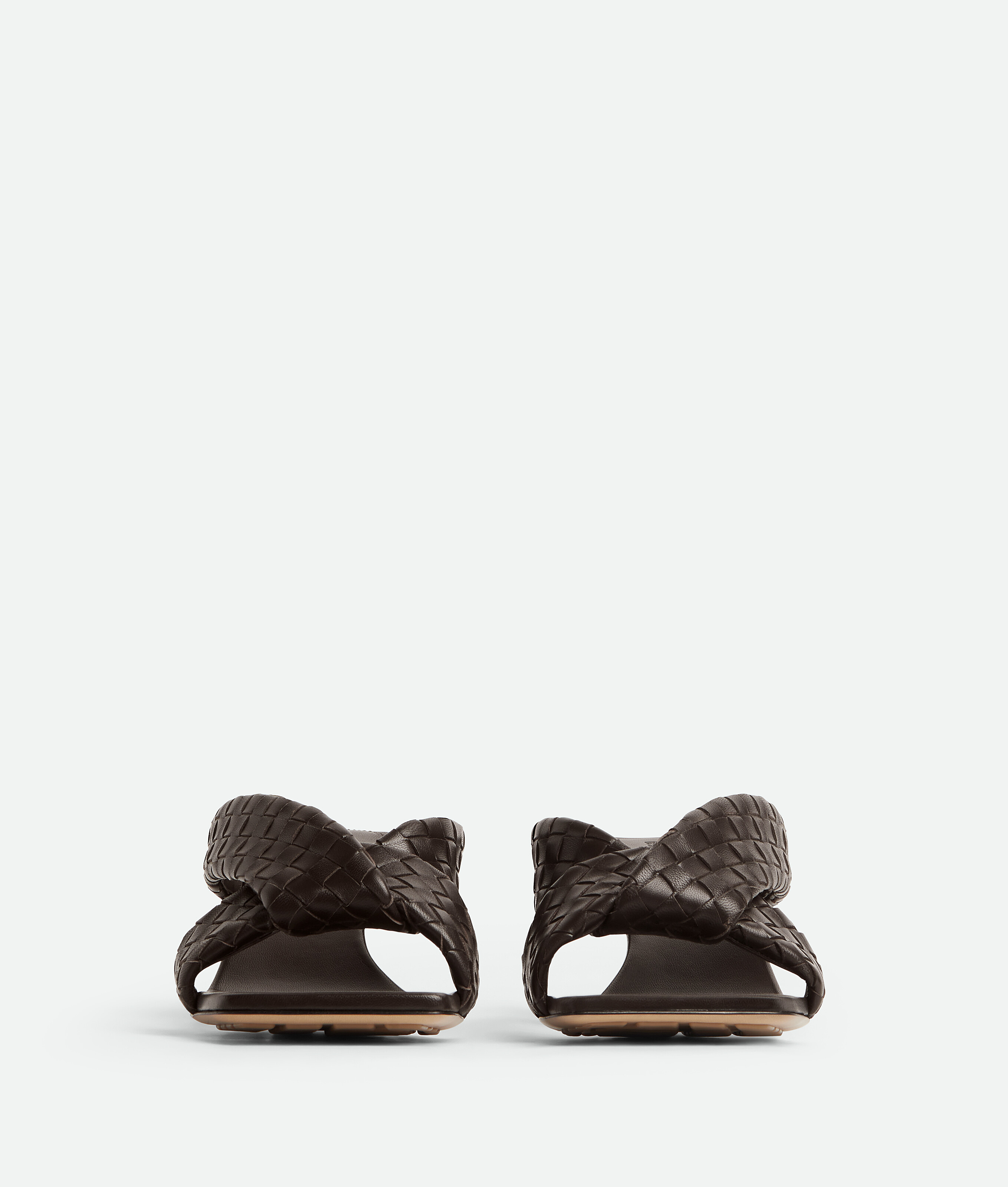 Bottega Veneta Riva Micro Woven Nappa Leather Kitten-heel Sandals In Burgundy