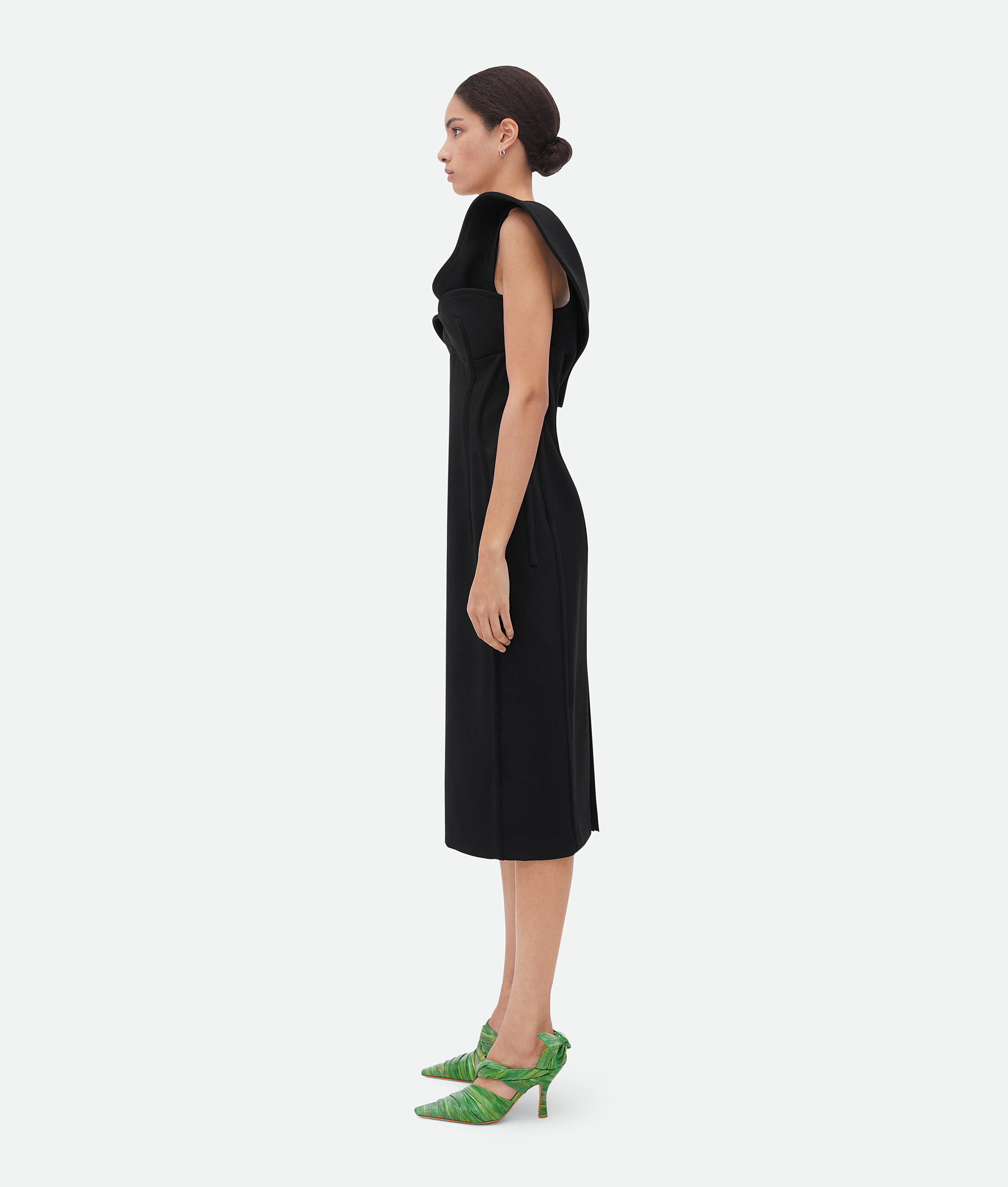 Shop Bottega Veneta Bonded Wool Tricotine Bustier Dress In Black