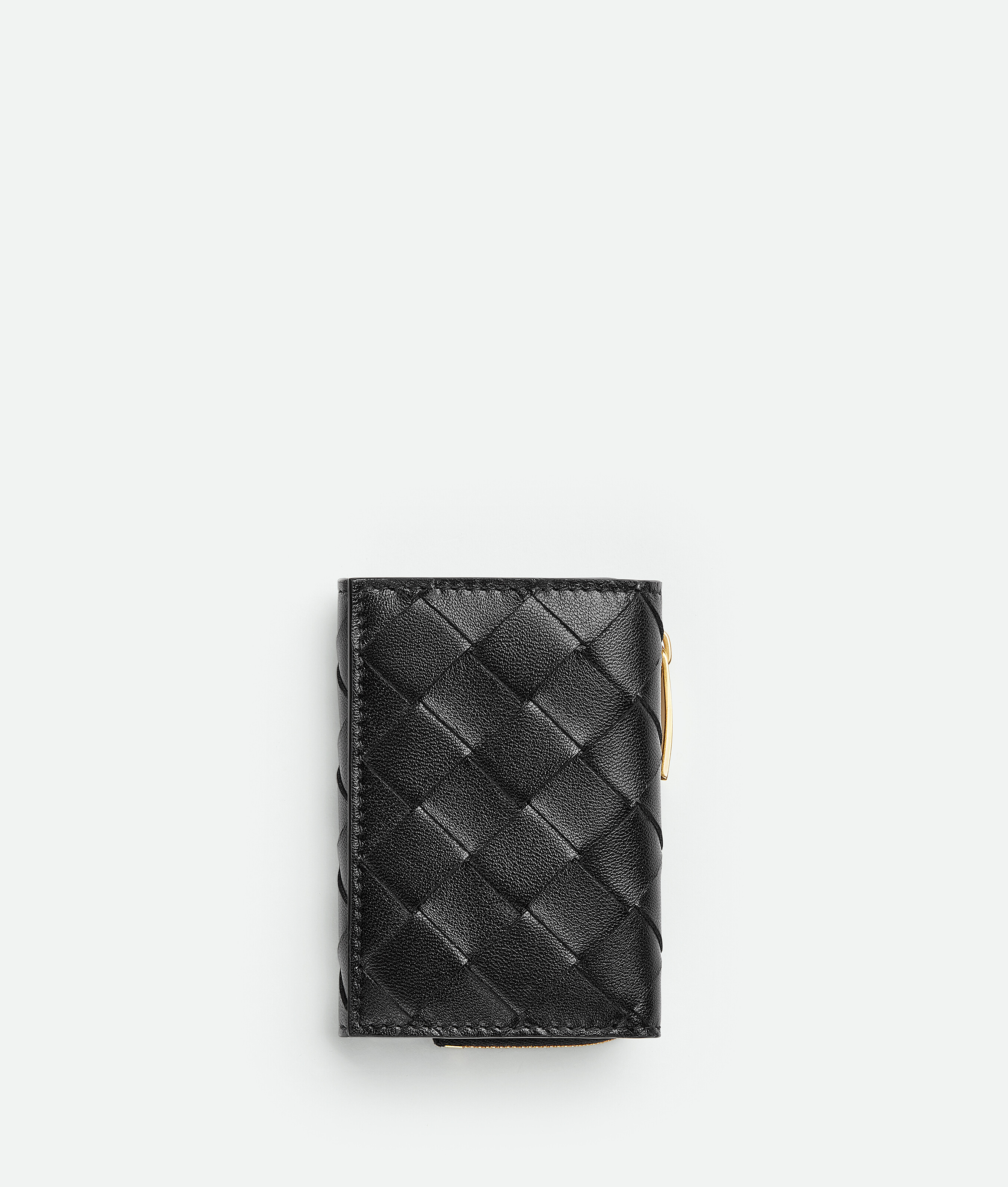 Bottega Veneta Kleines Intrecciato Tri-fold Portemonnaie Mit Zip In Black