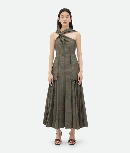 Display a large version of the product image 1 - Viscose And Silk Criss-Cross Long Dress With Knot