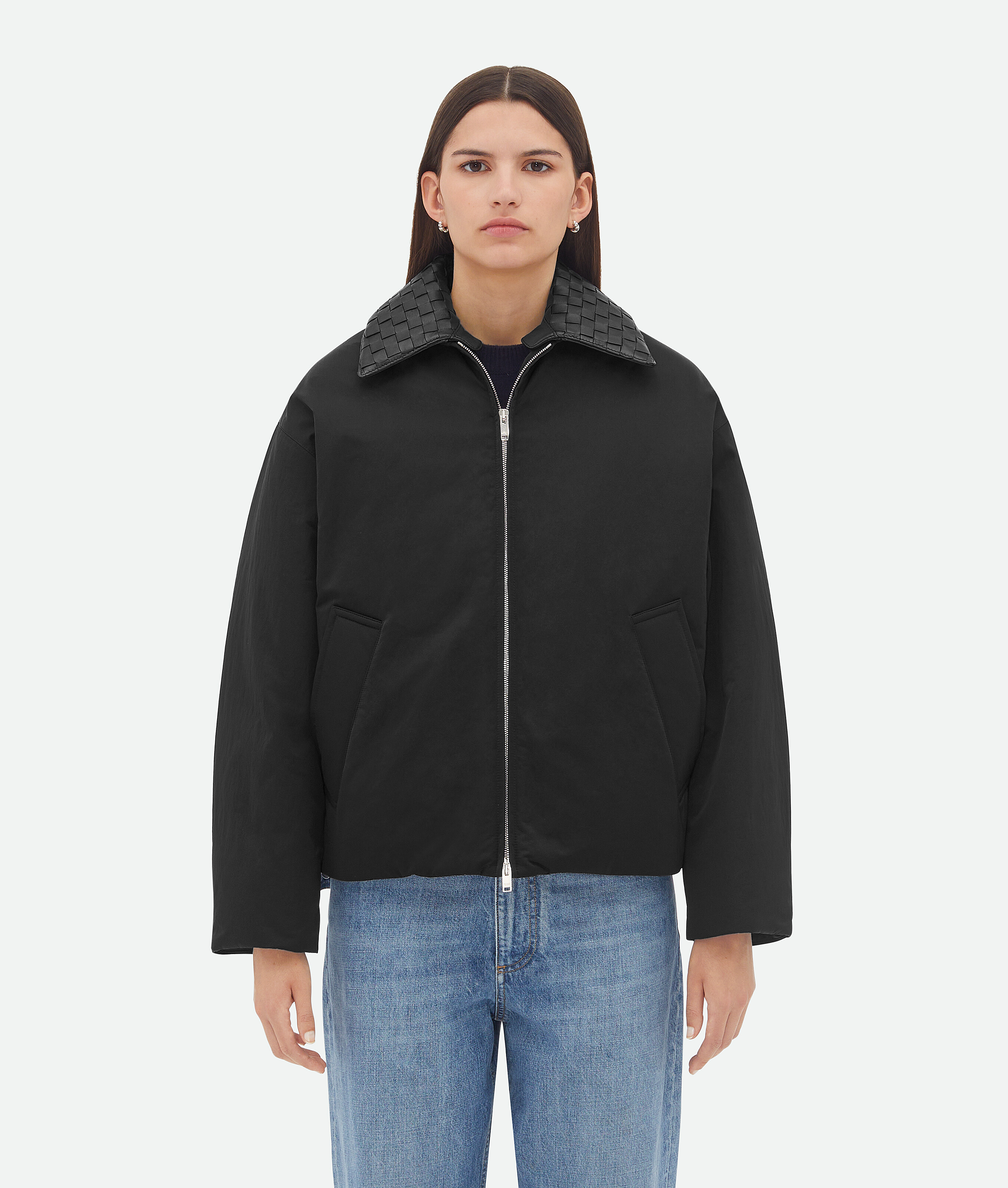 Shop Bottega Veneta Tech Nylon Puffer Jacket In Black