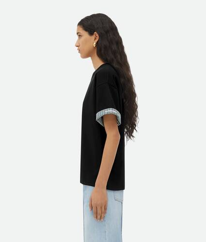 Double Layer Striped Cotton T-Shirt