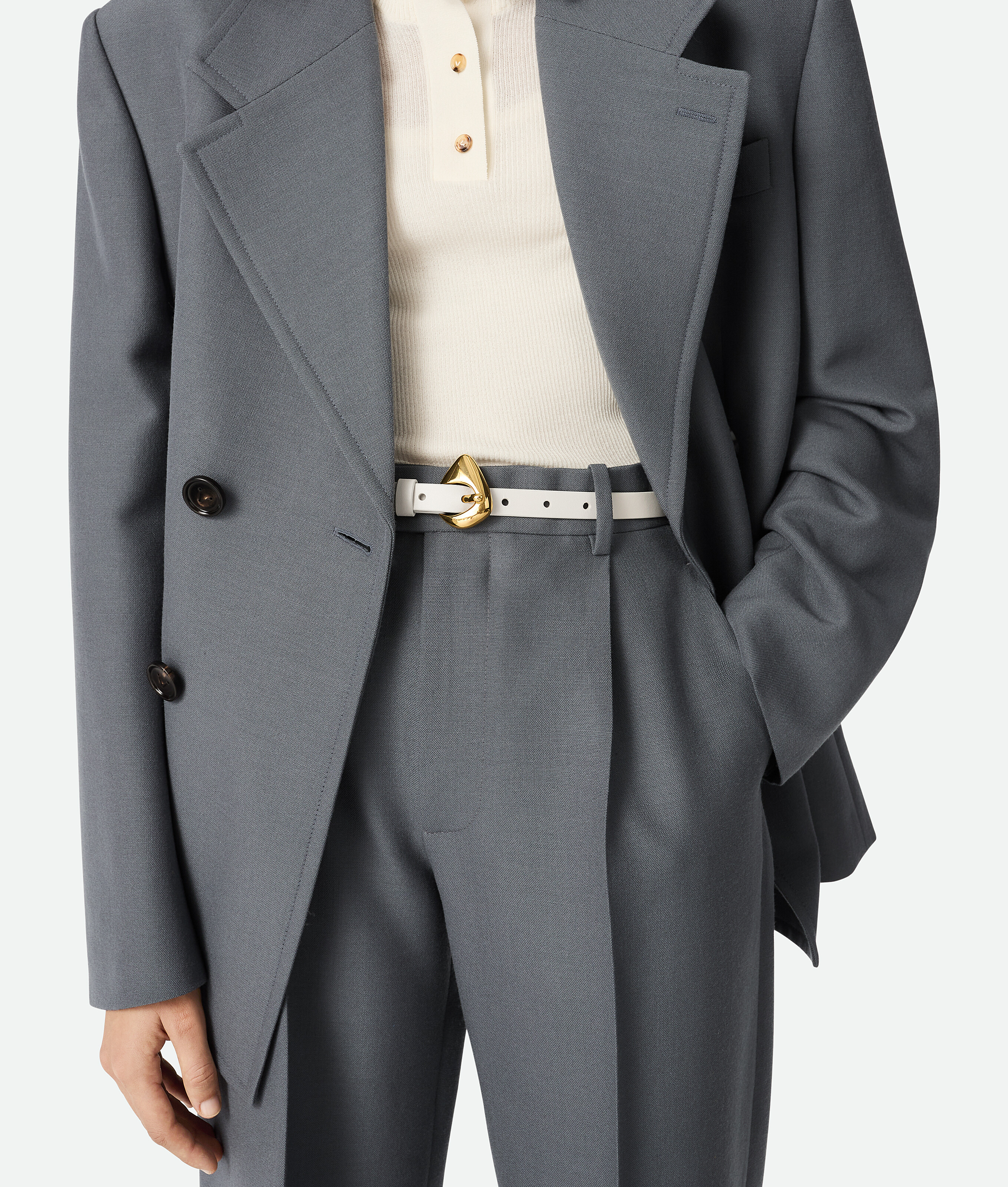 Bottega Veneta Women Fin Belt In Chalk