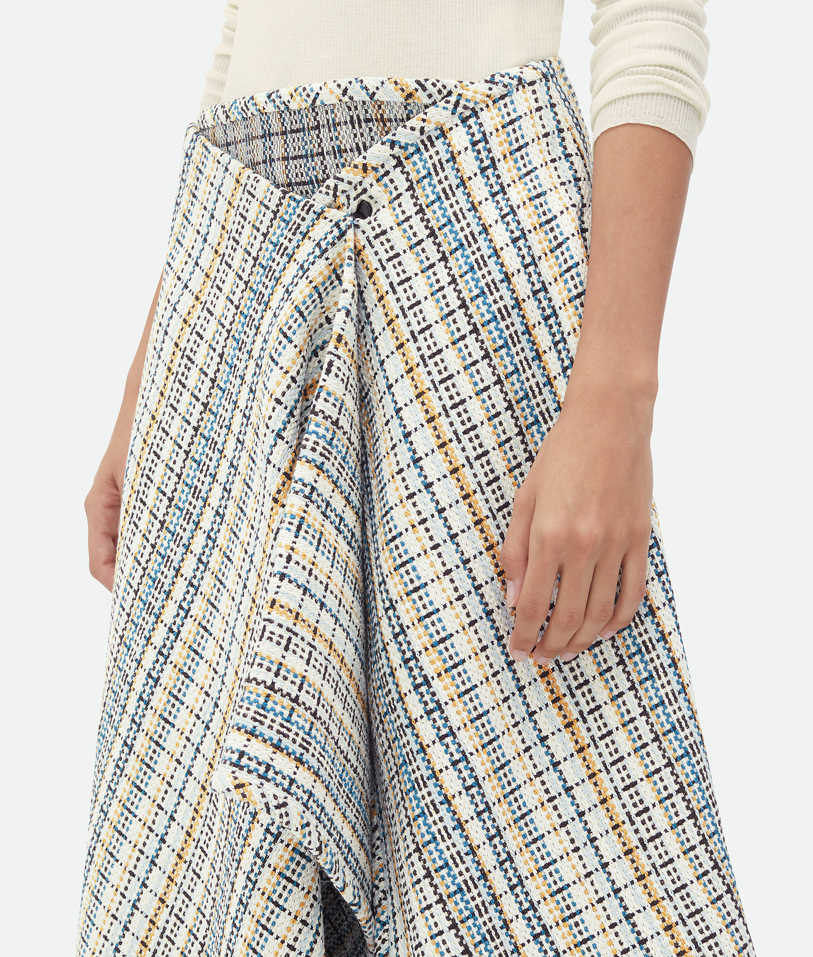 Bottega Veneta Women's Cotton Check Skirt | Size 40 | 782386v3g70 In White