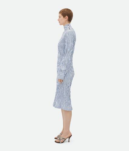 Striped Technical Viscose Crinkled Dress