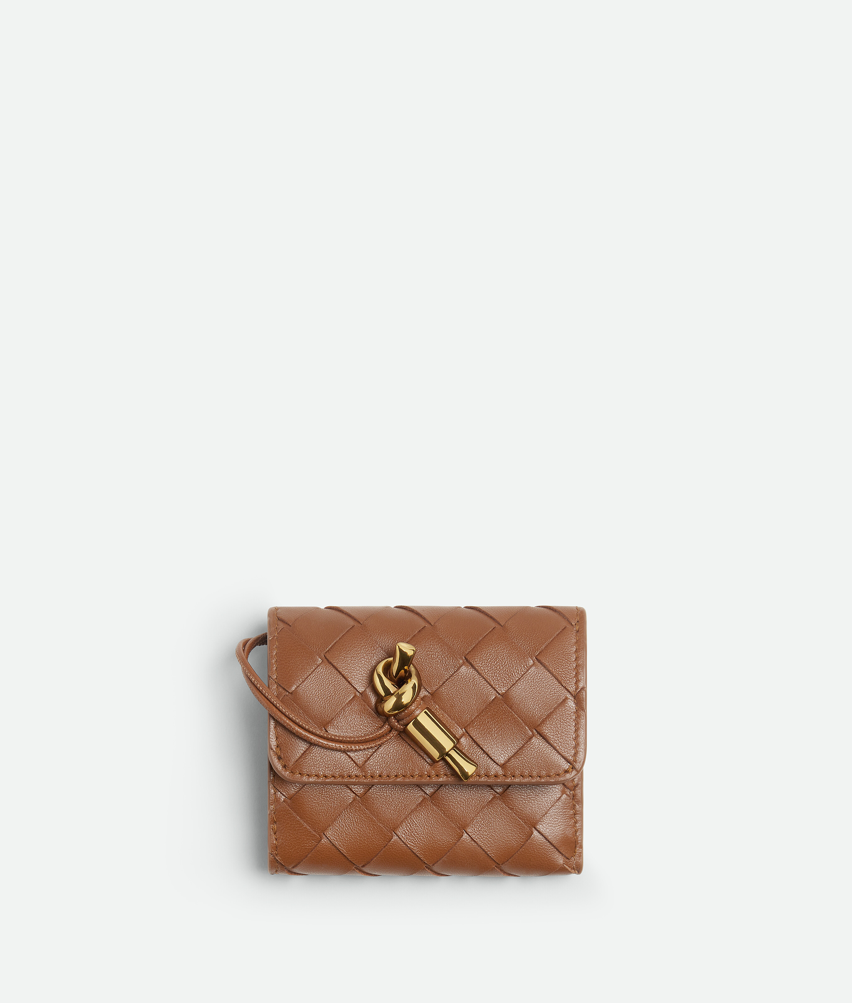 Bottega Veneta Andiamo Tri-fold Zip Wallet In Brown