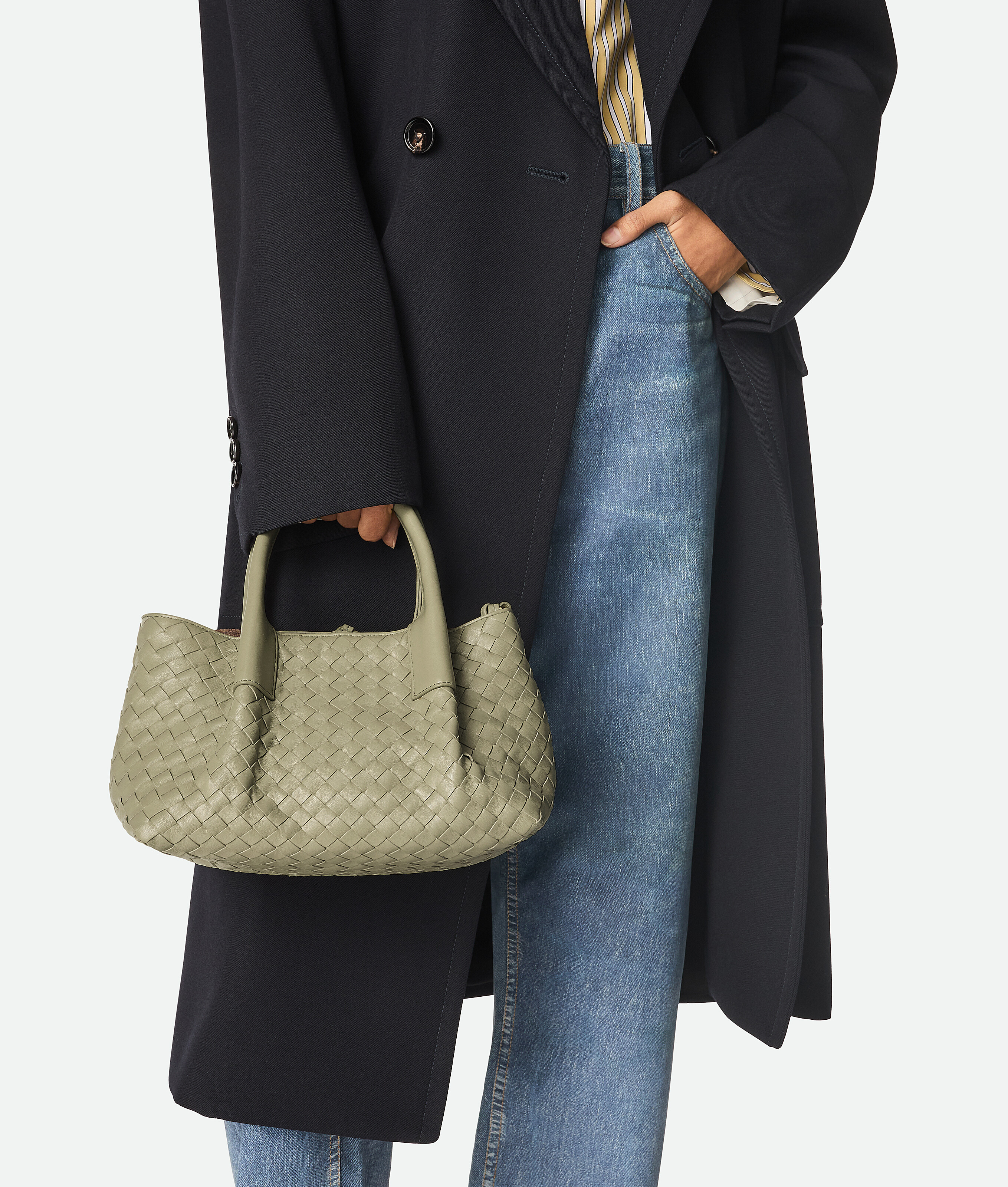 Bottega Veneta Small Leather Intrecciato Pinacoteca Tote Bag In Green