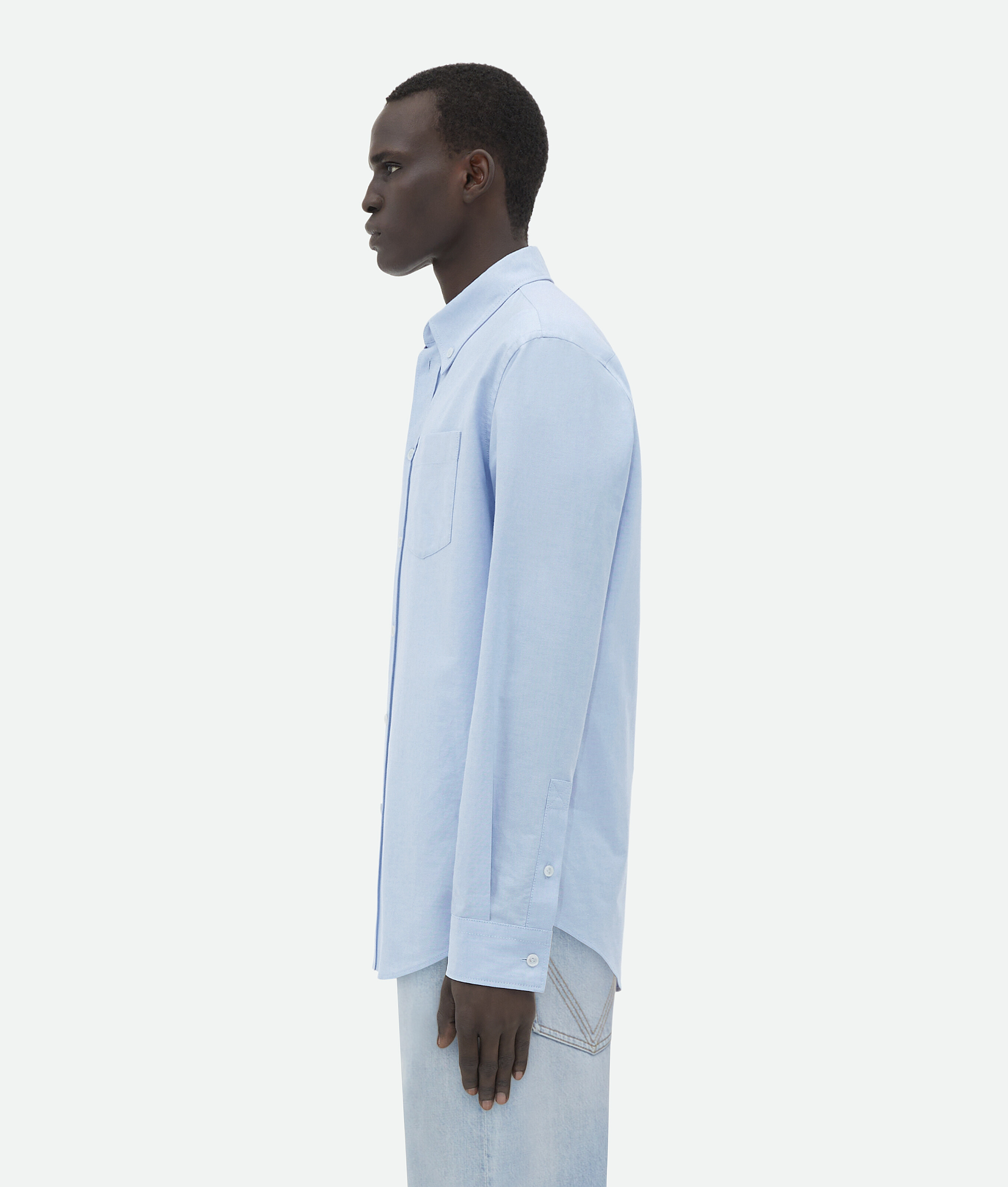 Bottega Veneta Cotton Oxford Relaxed Shirt In Blue