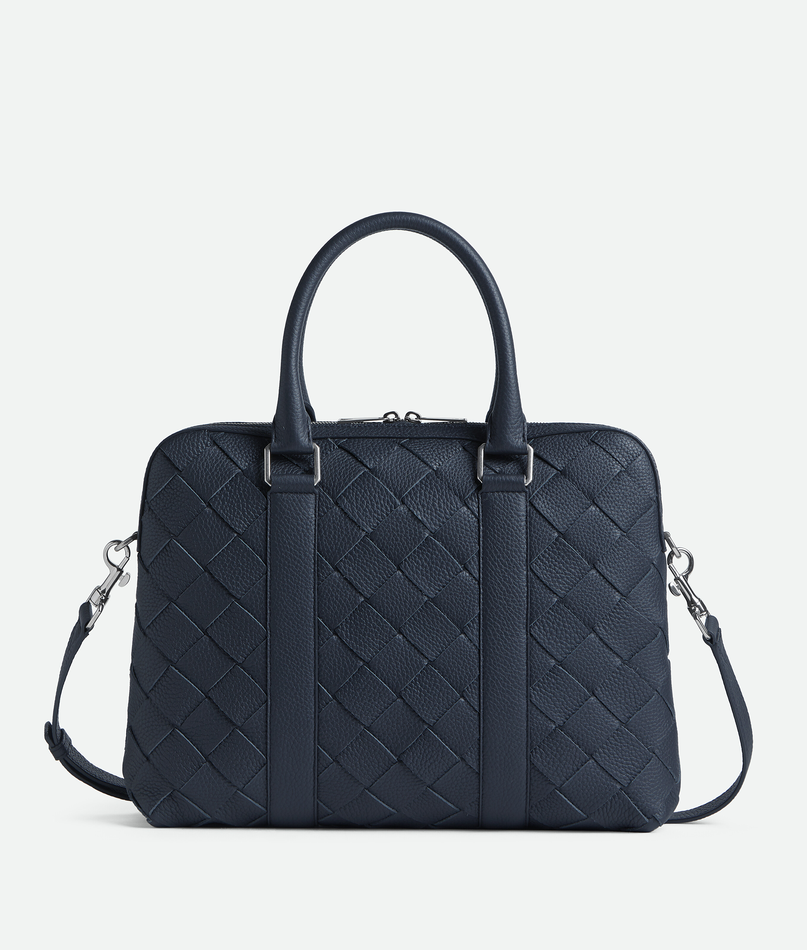 Bottega Veneta Slim Intrecciato Briefcase In Shadow