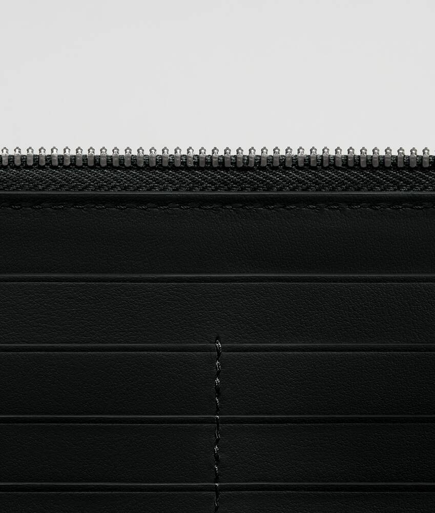 Black Bottega Veneta Intrecciato Zip Around Wallet