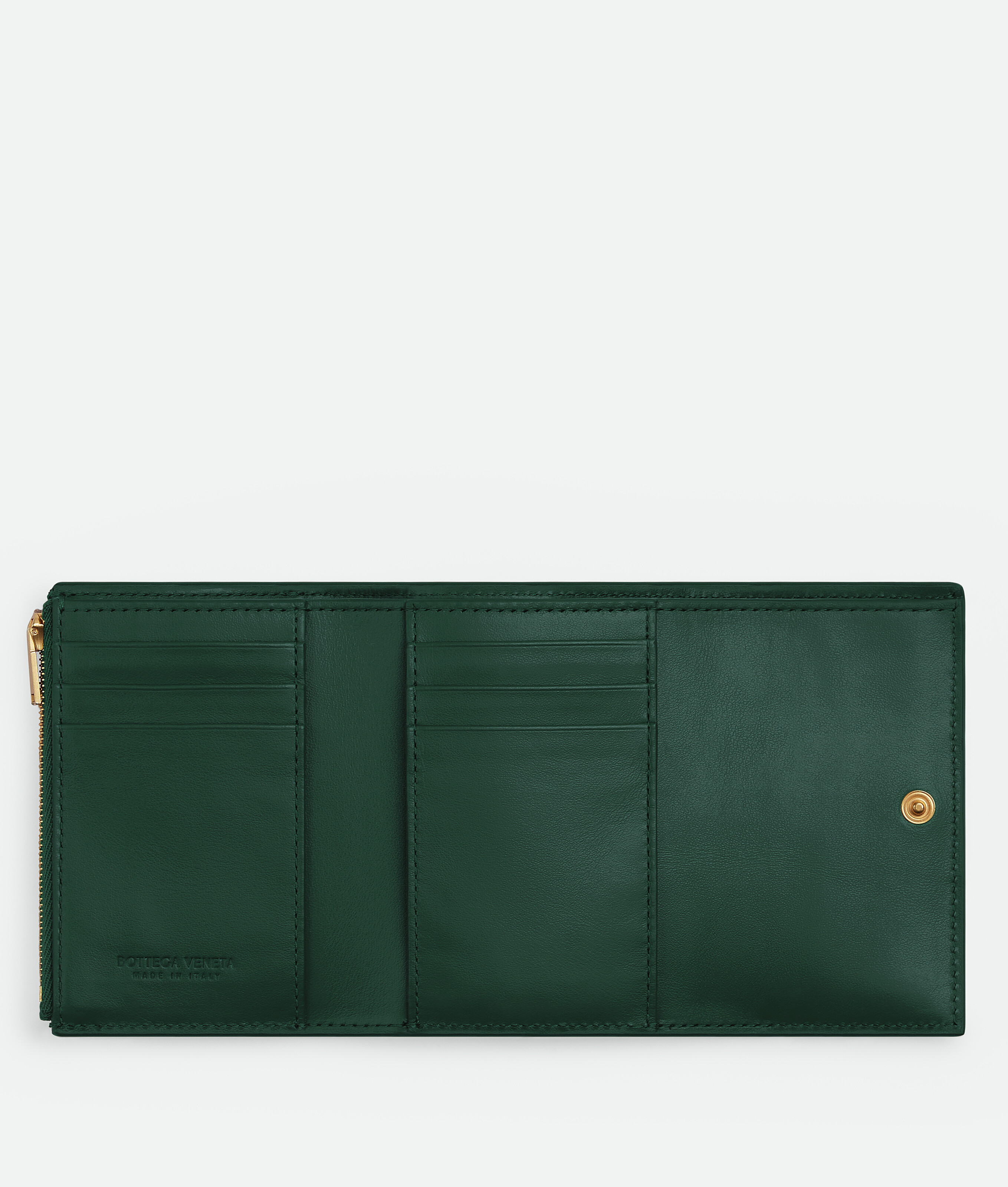 Bottega Veneta Cassette Tri-fold Portemonnaie Mit Abnehmbarem Kartenetui In Emerald Green