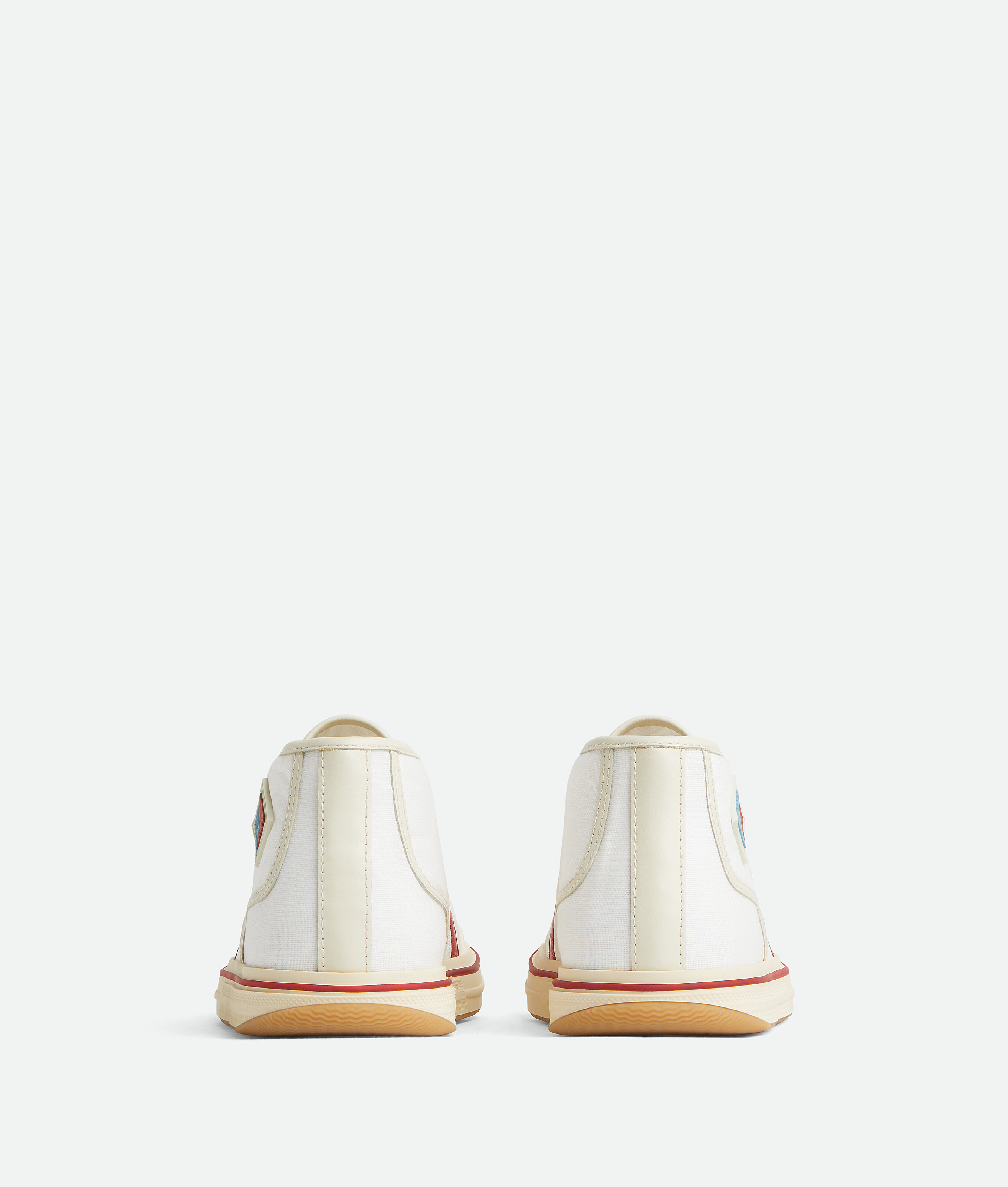 Bottega Veneta Summer Canvas Leather High-top Sneakers In White/sea Salt