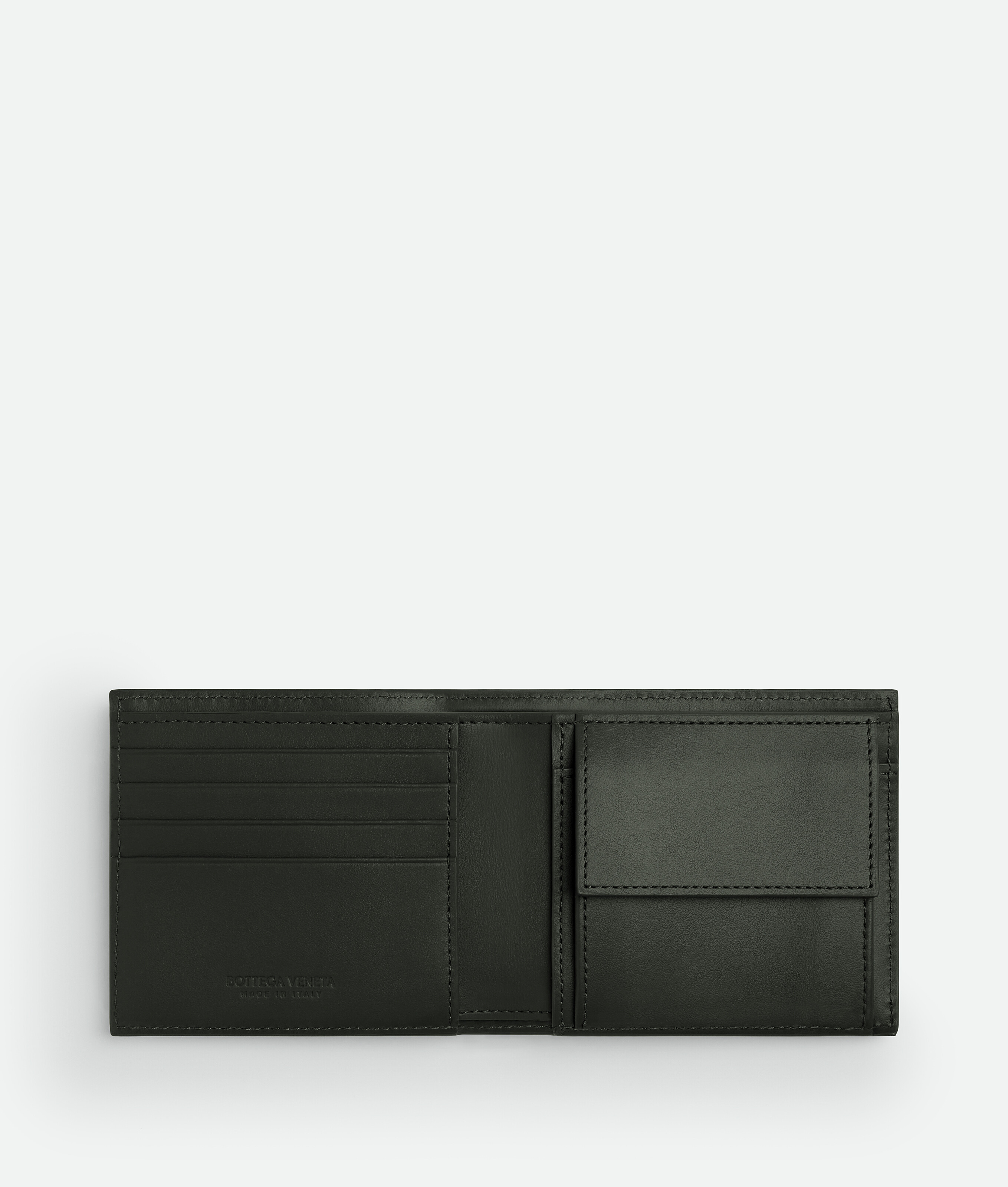 Shop Bottega Veneta Intrecciato Bi-fold Portemonnaie Mit Münzfach In Dark Green