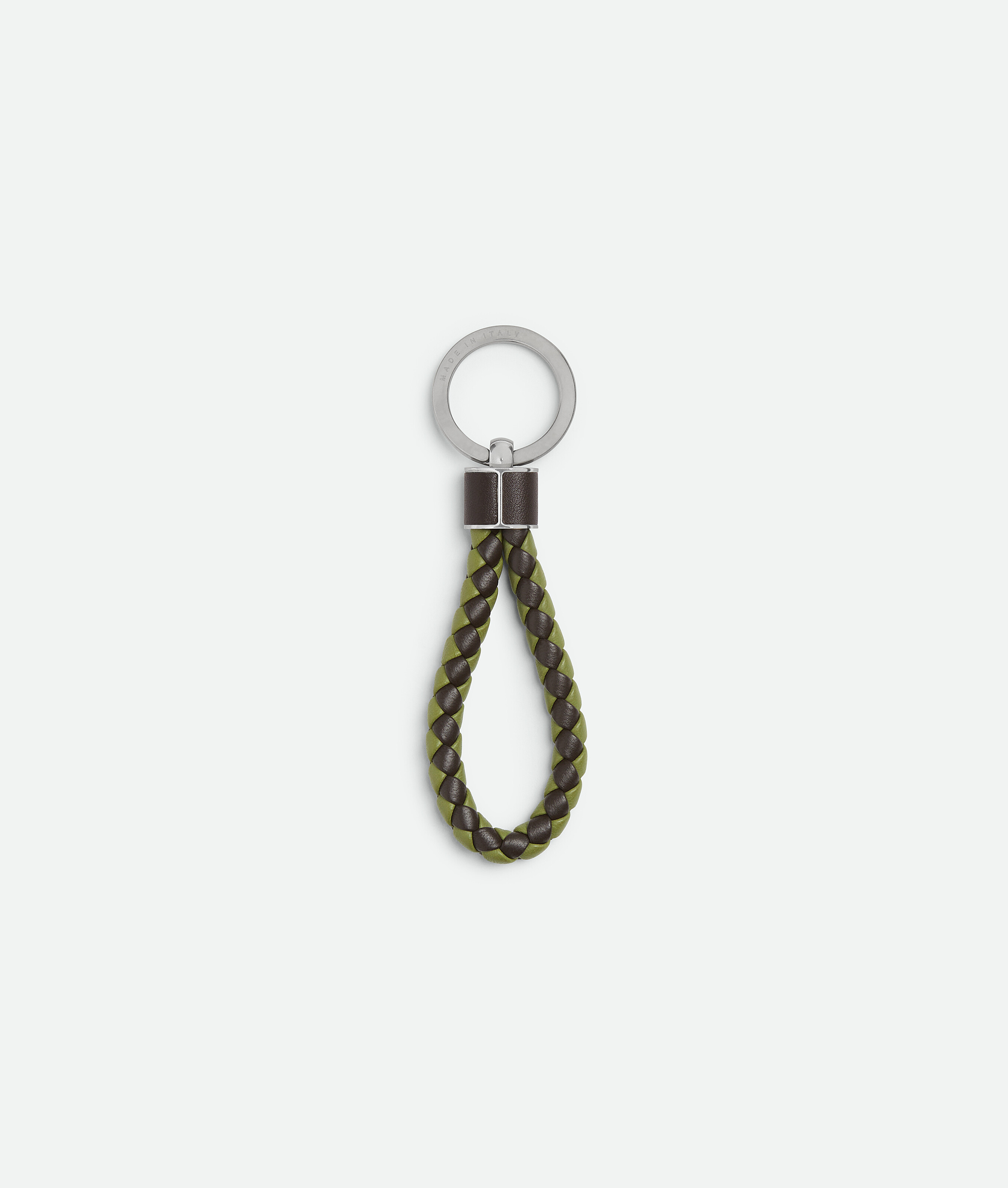 Bottega Veneta Intreccio Key Ring In Fondant/matcha