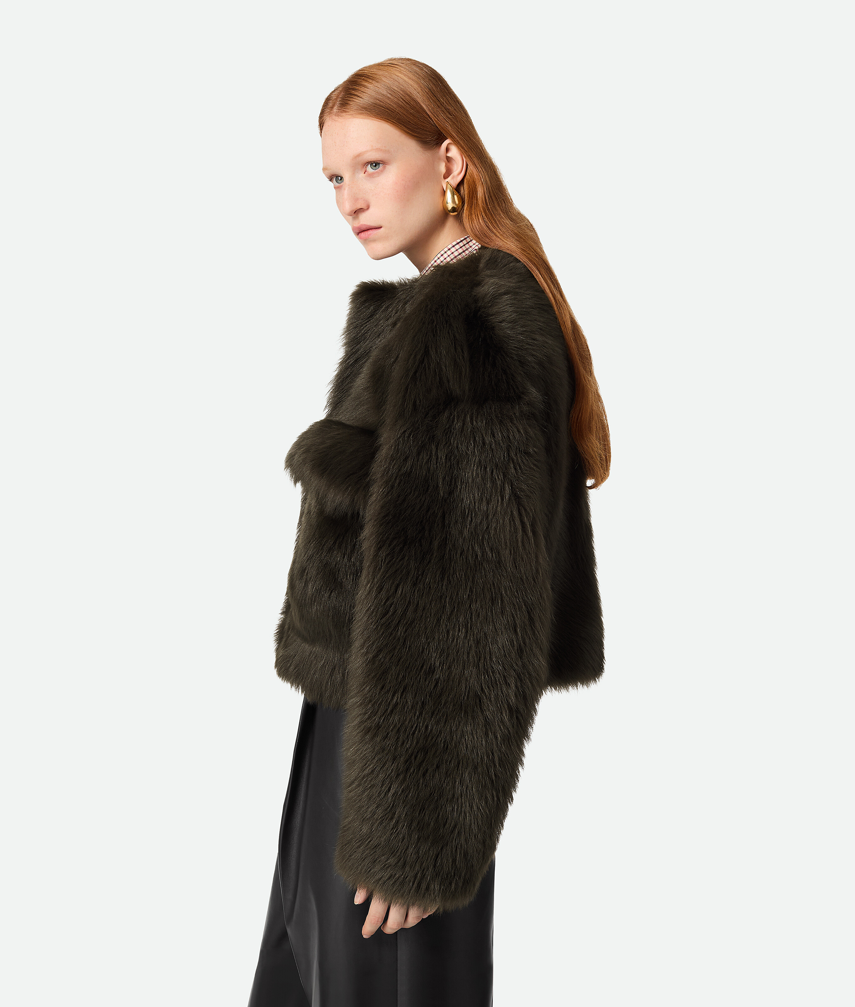 Bottega Veneta Cropped Blouson Aus Toscana-shearling In Dark Olive