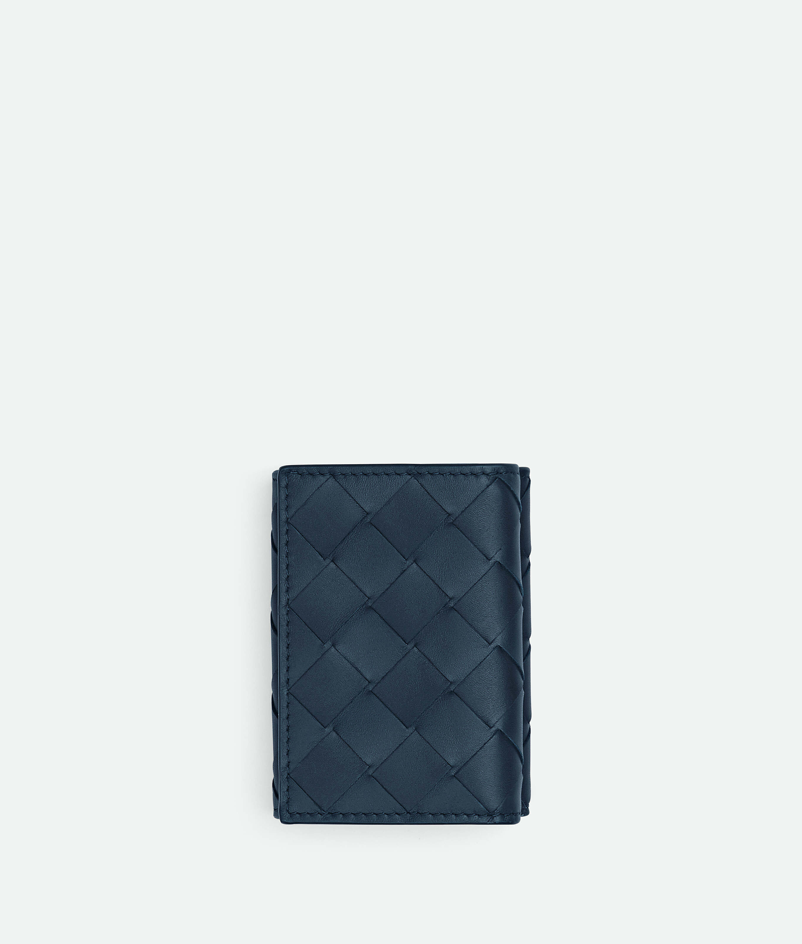 Bottega Veneta Tiny Intrecciato Tri-fold Portemonnaie In Blue