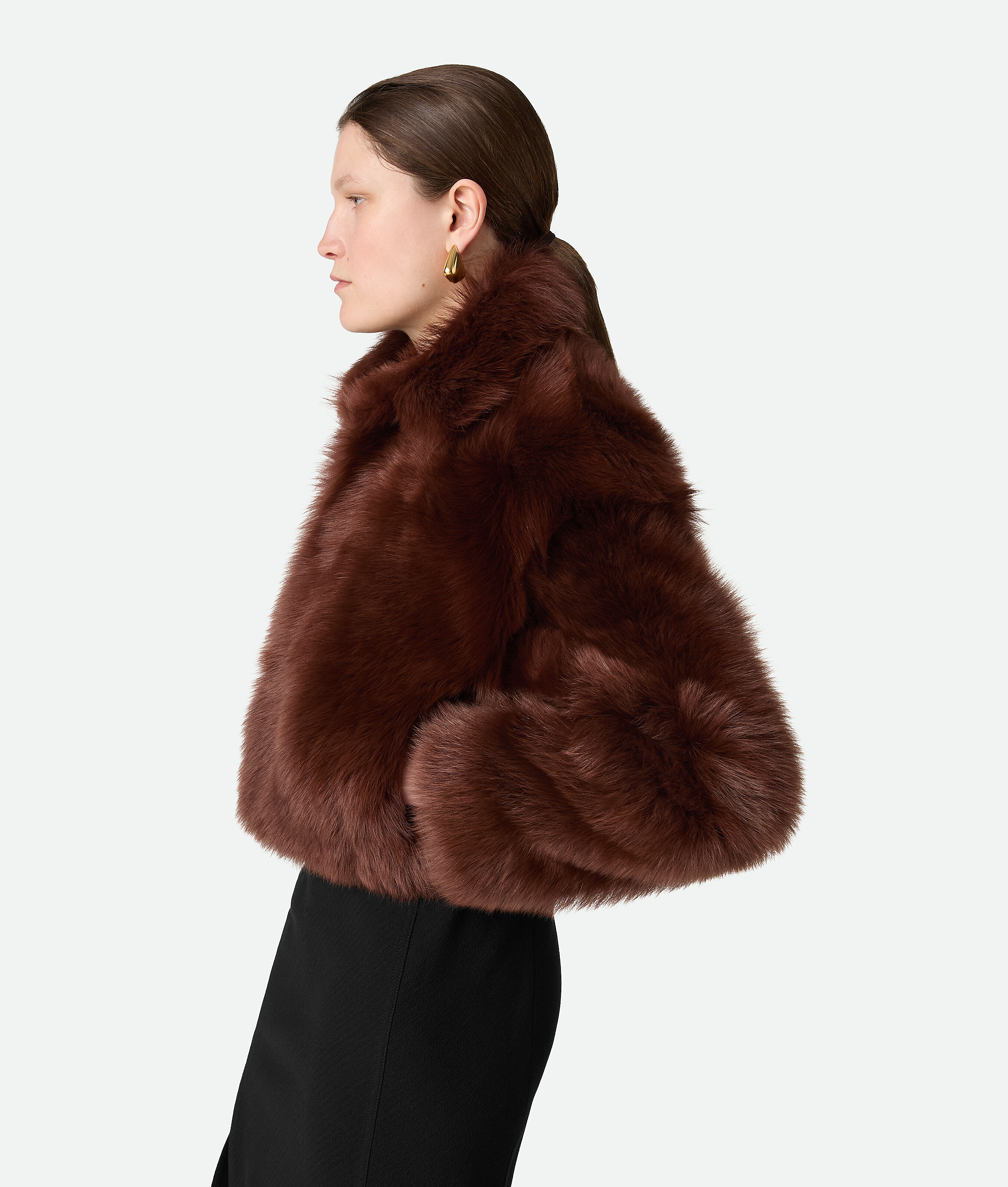 Giubbotto crop in shearling Toscana da Donna in Pudding Bottega Veneta Italia IT - Image 2
