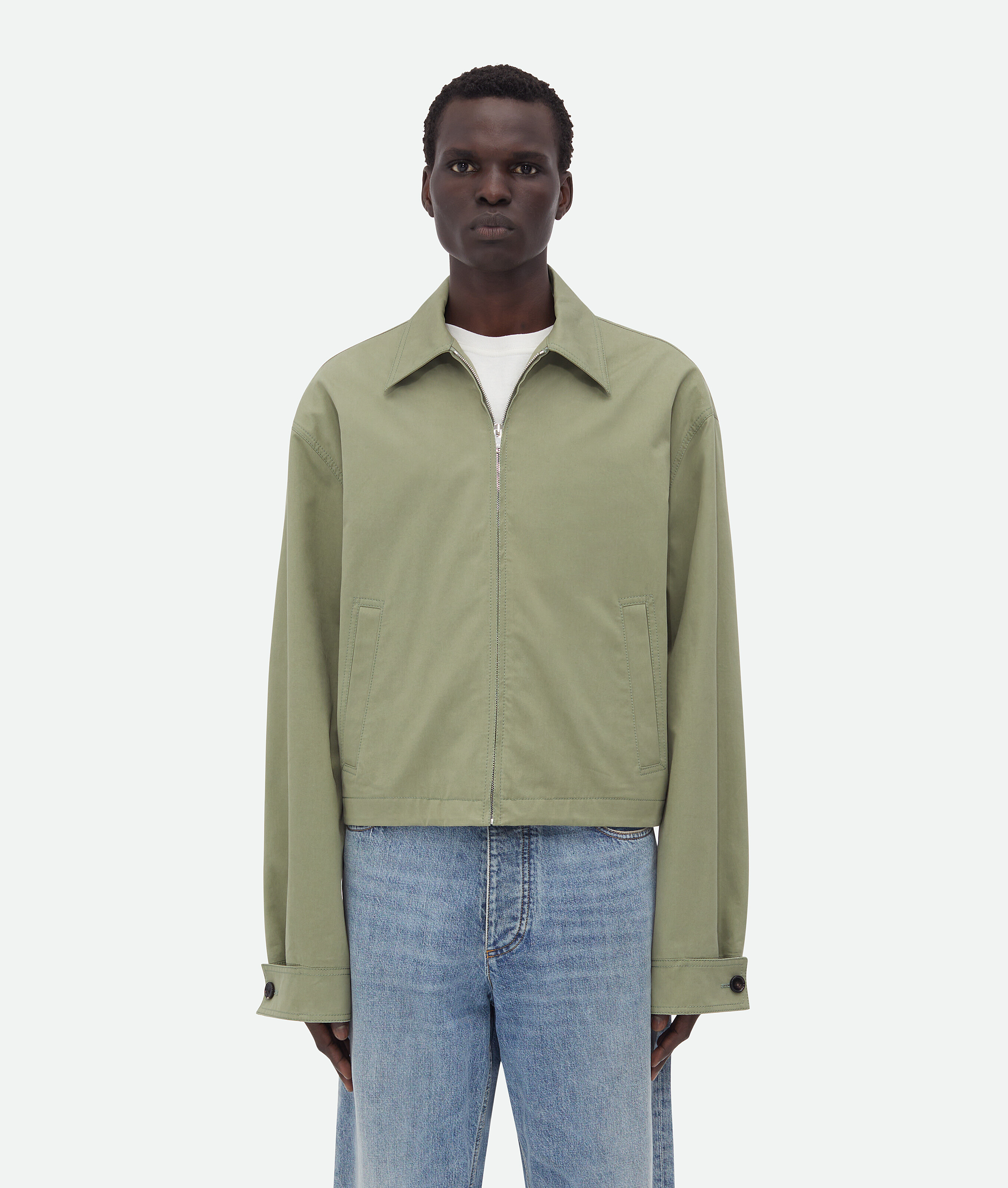 Bottega Veneta Light Cotton Twill Blouson In Juniper